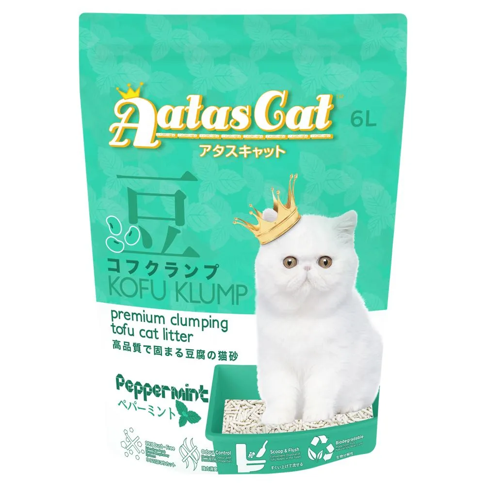 6 FOR $45: Aatas Cat Kofu Klump Tofu Cat Litter (Peppermint) 6L