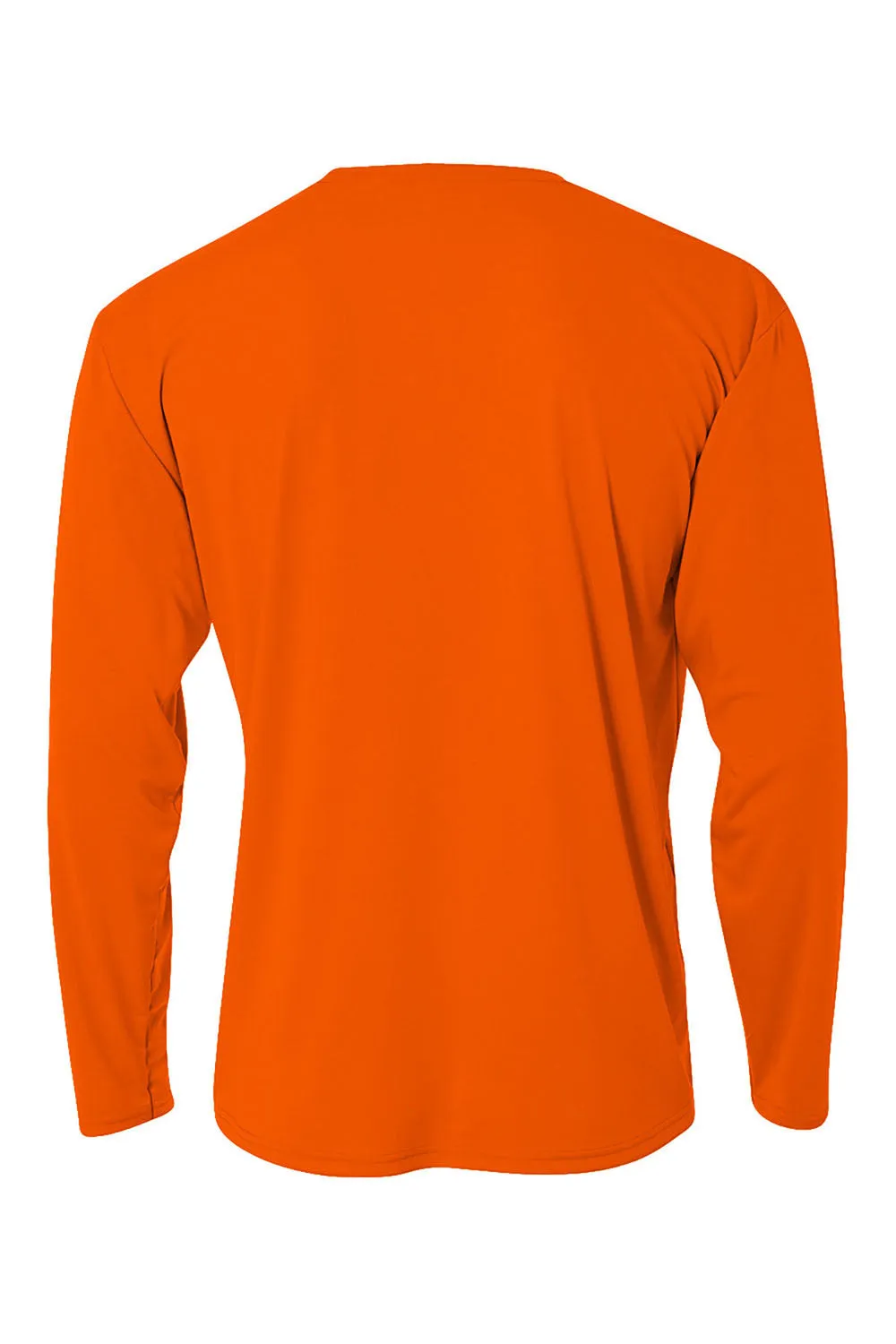 A4 Mens Performance Moisture Wicking Long Sleeve Crewneck T-Shirt - Safety Orange