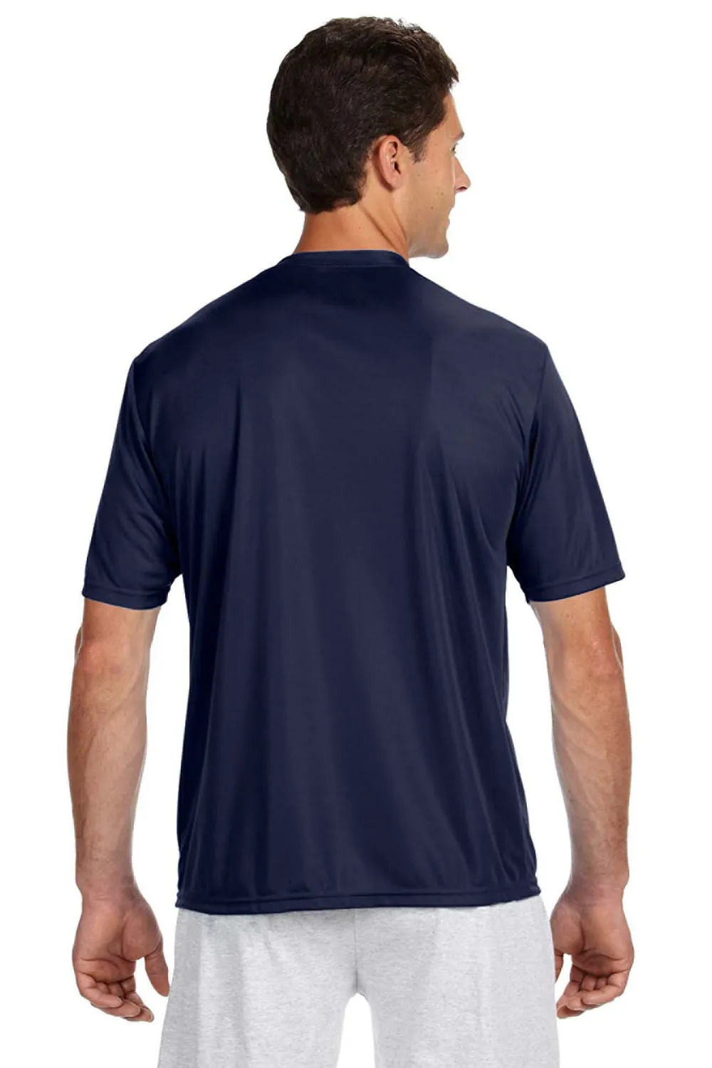 A4 Mens Performance Moisture Wicking Short Sleeve Crewneck T-Shirt - Navy Blue