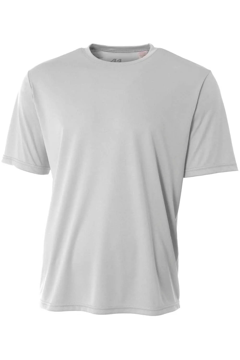 A4 Mens Performance Moisture Wicking Short Sleeve Crewneck T-Shirt - Silver Grey