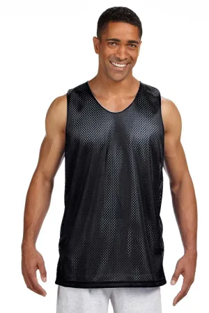 A4 Mens Reversible Mesh Moisture Wicking Tank Top - Black