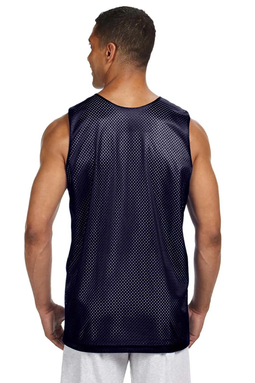 A4 Mens Reversible Mesh Moisture Wicking Tank Top - Navy Blue
