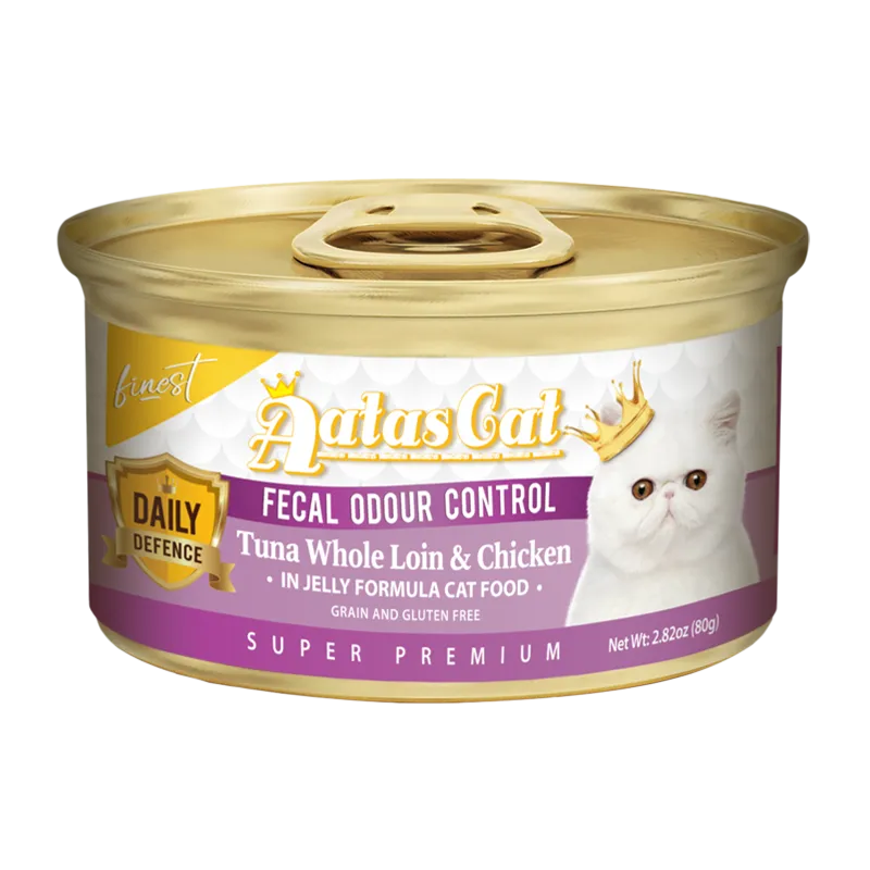 Aatas Cat Finest Daily Defence Fecal Odour Control - Tuna Whole Loin & Chicken in Jelly Formula 80g