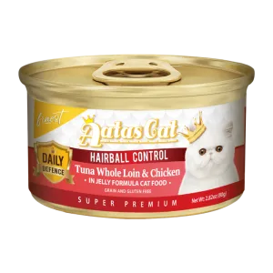 Aatas Cat Finest Daily Defence Hairball Control - Tuna Whole Loin & Chicken in Jelly Formula 80g