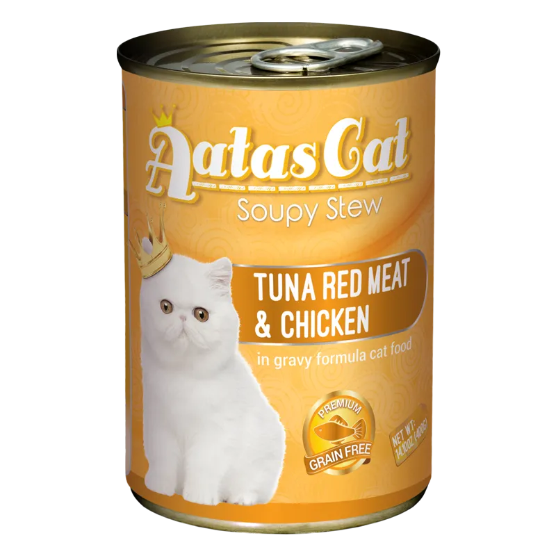 Aatas Cat Soupy Stew Tuna Red Meat with Chicken in Gravy 400g
