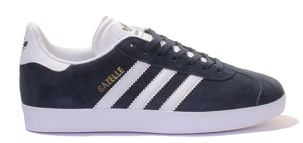 Adidas Gazelle Suede Leather Trainers In Navy White Shoes Adidas