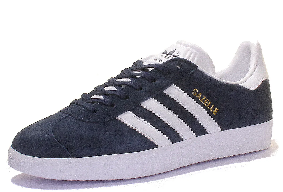 Adidas Gazelle Suede Leather Trainers In Navy White Shoes Adidas