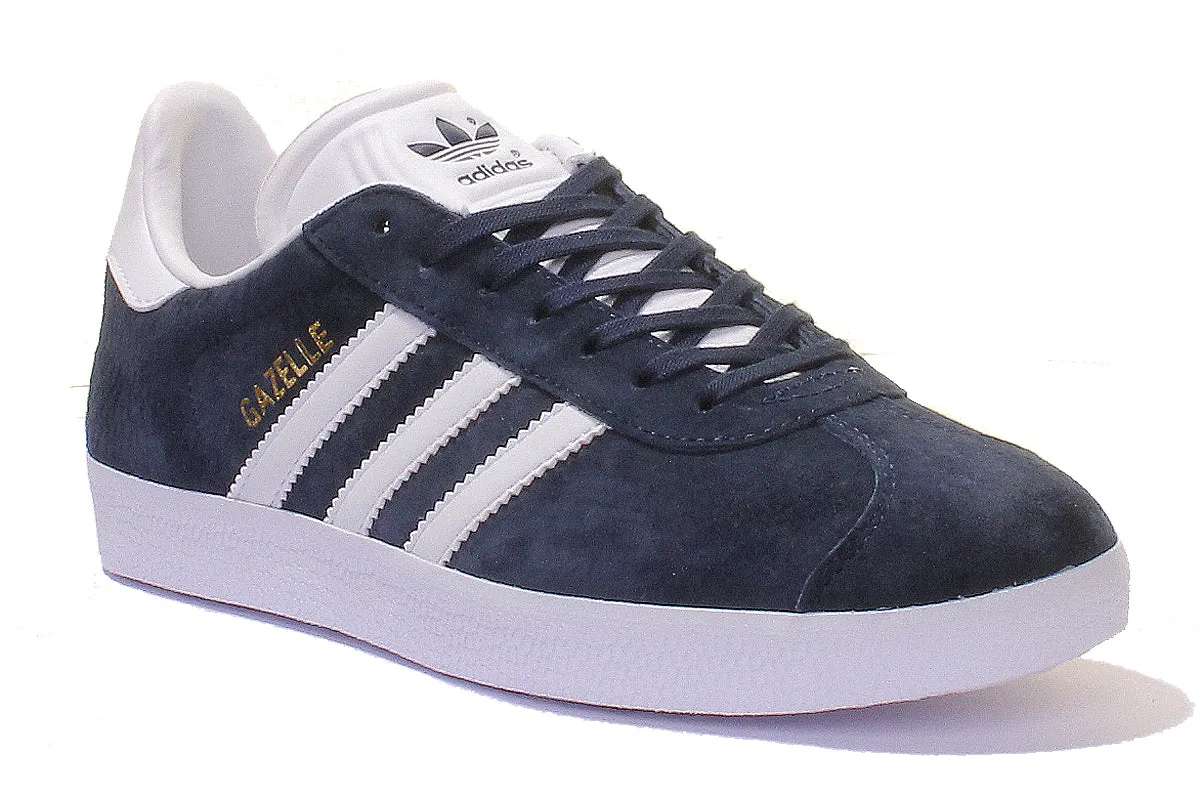 Adidas Gazelle Suede Leather Trainers In Navy White Shoes Adidas