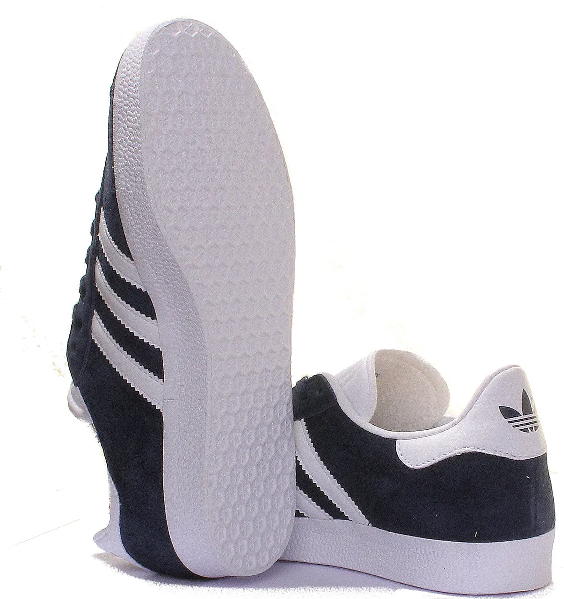 Adidas Gazelle Suede Leather Trainers In Navy White Shoes Adidas