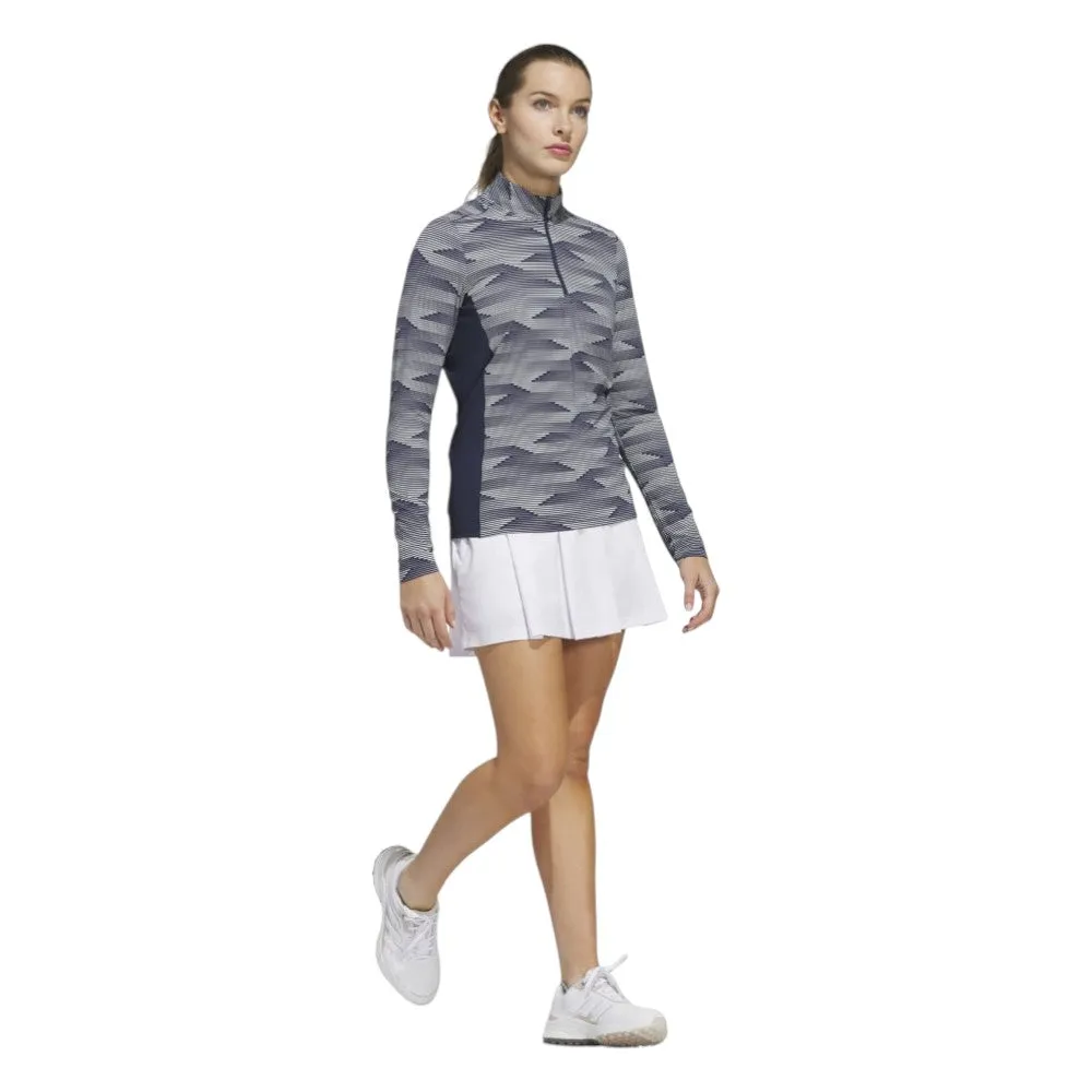 adidas Ladies Ultimate365 Printed Quarter-Zip Mock Golf Polo Shirt IM7886