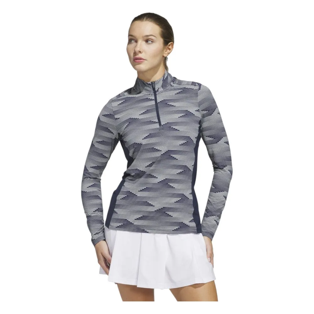 adidas Ladies Ultimate365 Printed Quarter-Zip Mock Golf Polo Shirt IM7886