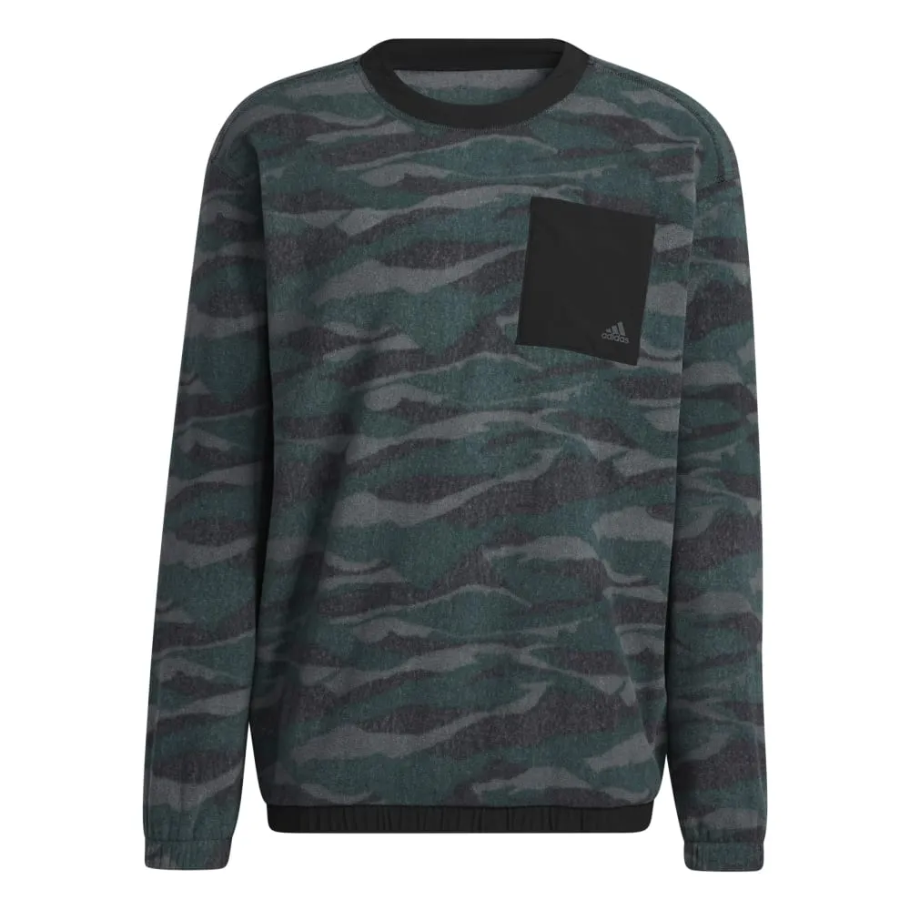 adidas Texture Print Crew Neck Golf Pullover HF6523