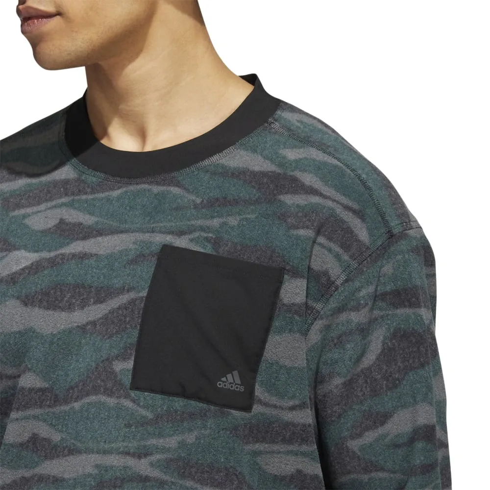 adidas Texture Print Crew Neck Golf Pullover HF6523