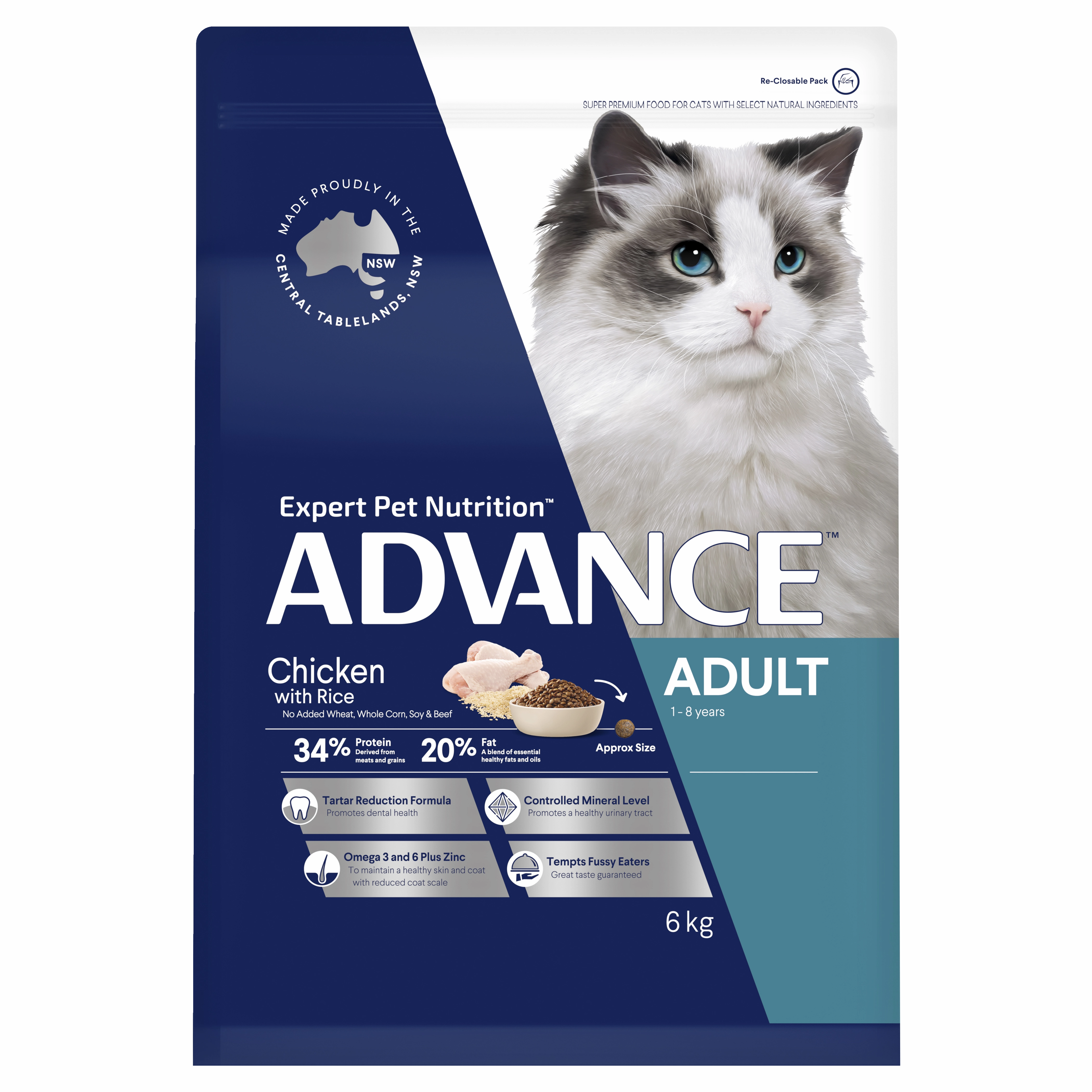 ADVANCE - Adult Chicken with Rice Dry Cat Food (6kg)