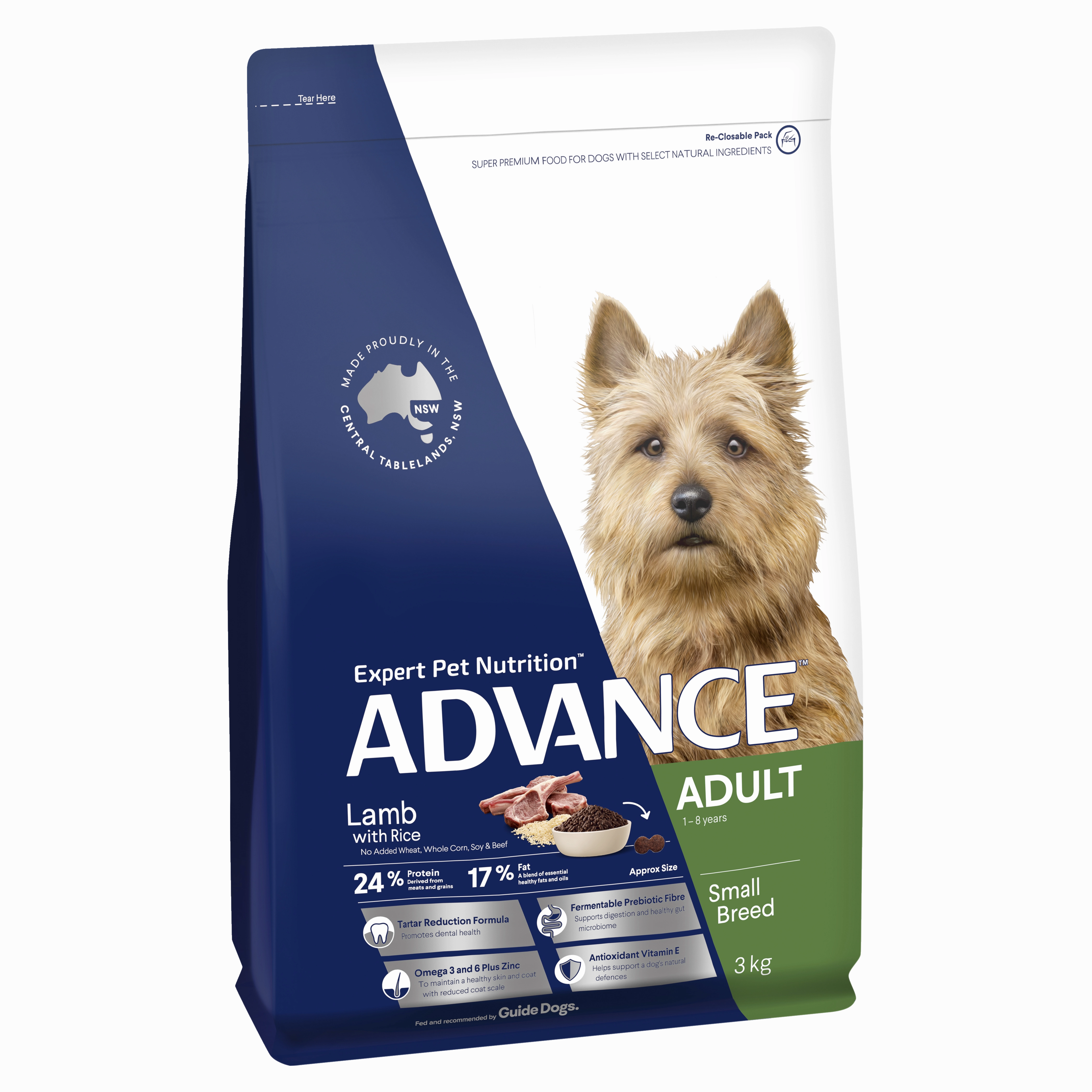 ADVANCE - Adult Small Breed Lamb with Rice Dog Dry Food (3kg)