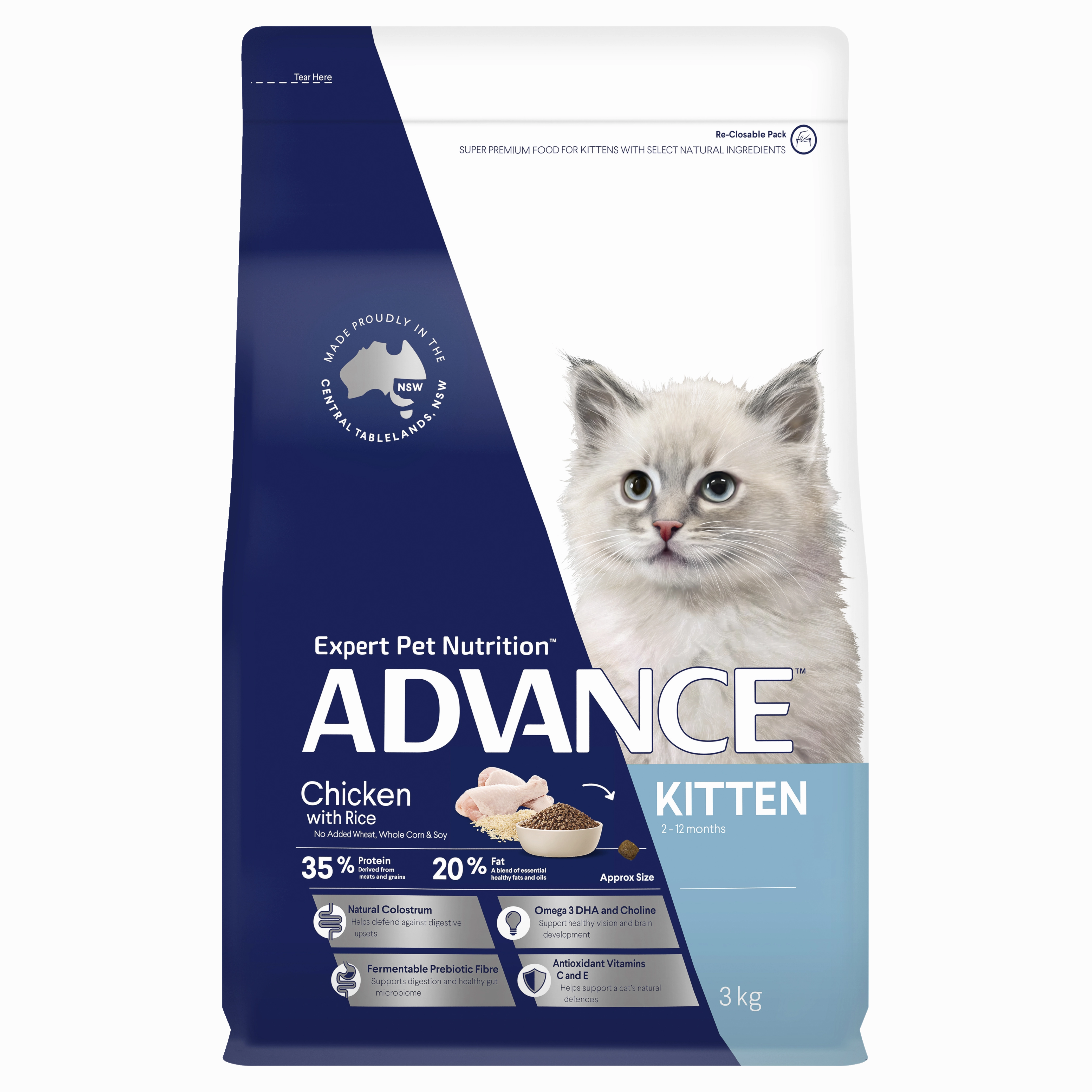 ADVANCE - Kitten Chicken with Rice Dry Cat Food (3kg)
