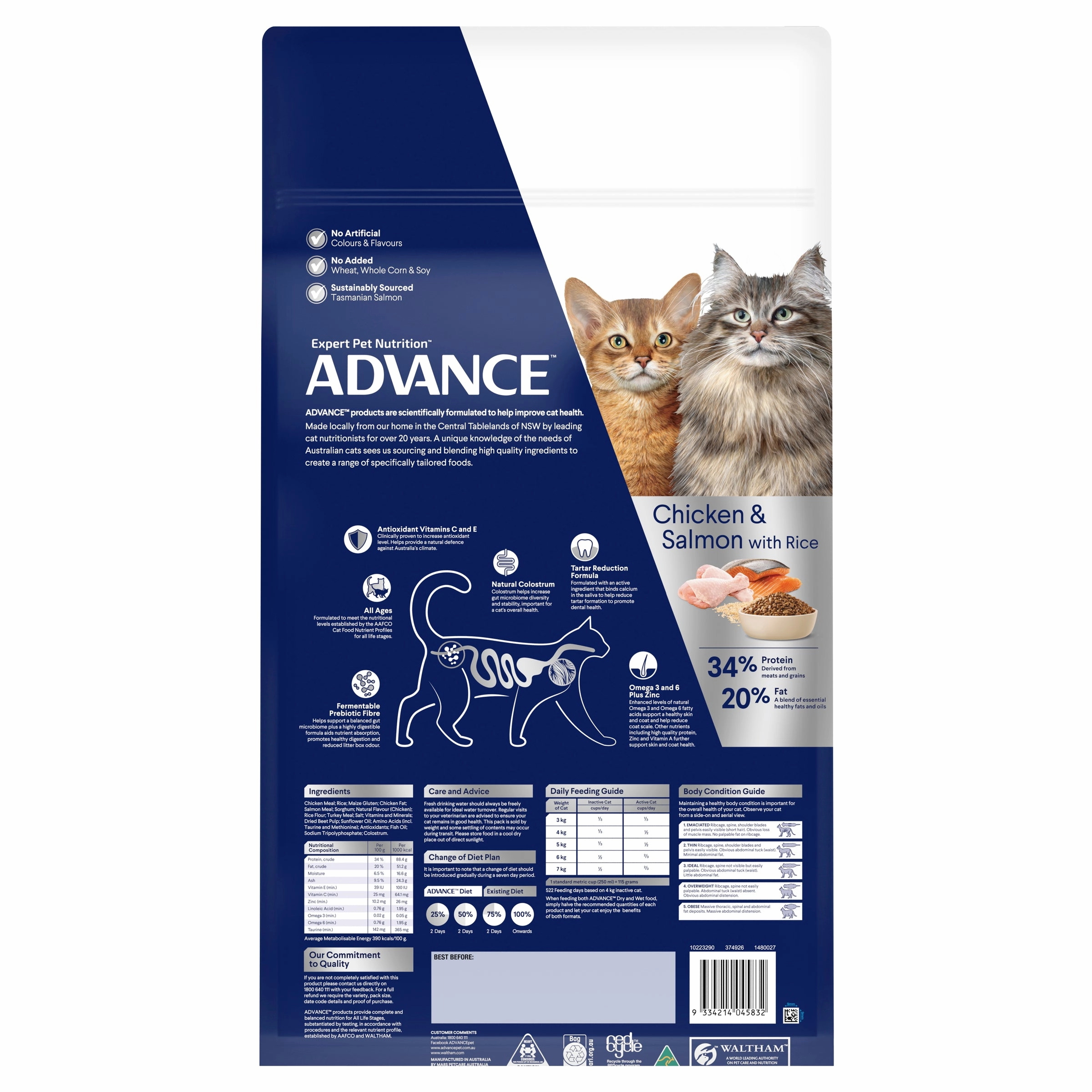 ADVANCE - Multi Cat Chicken & Salmon with Rice Dry Cat Food (20kg)
