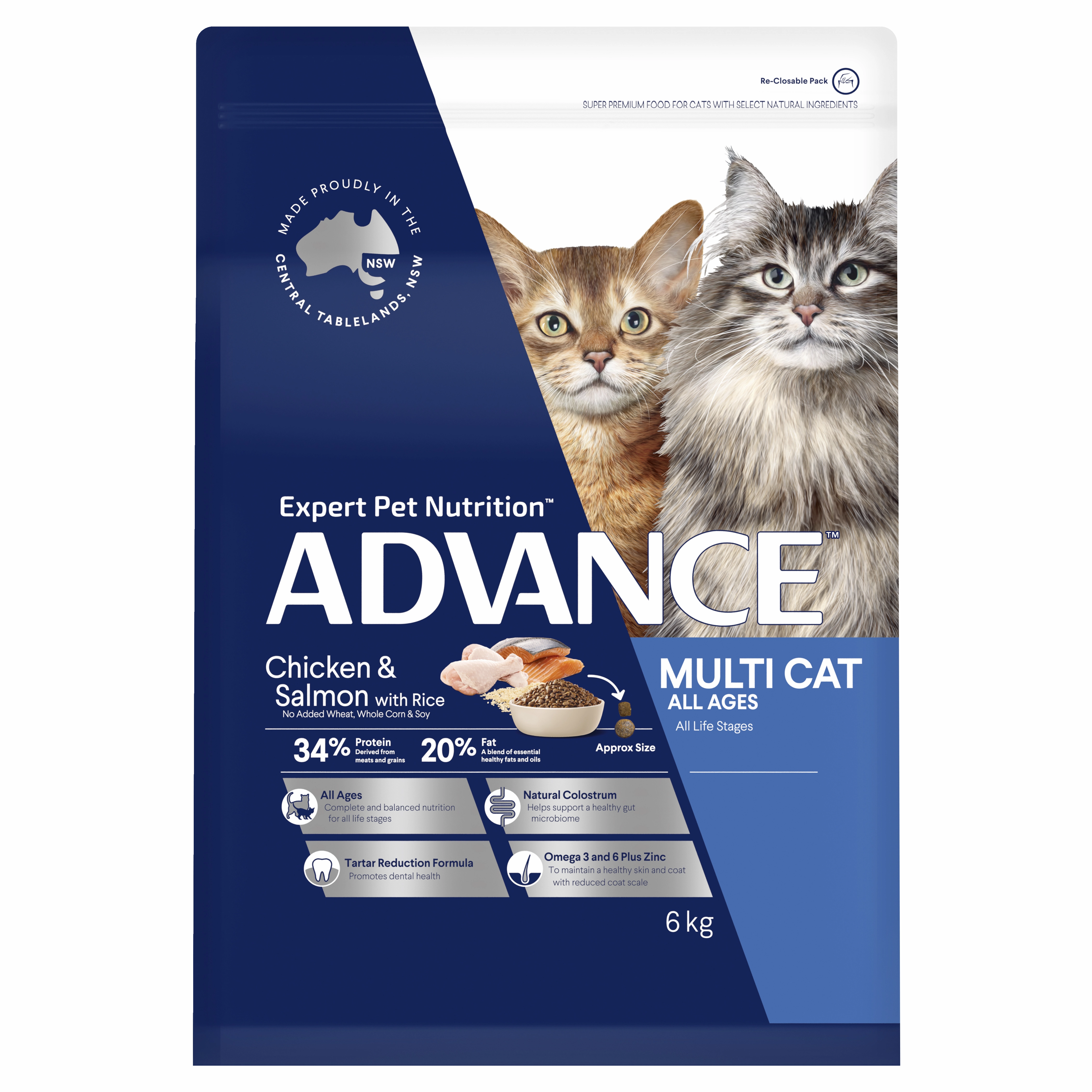 ADVANCE - Multi Cat Chicken & Salmon with Rice Dry Cat Food (6kg)