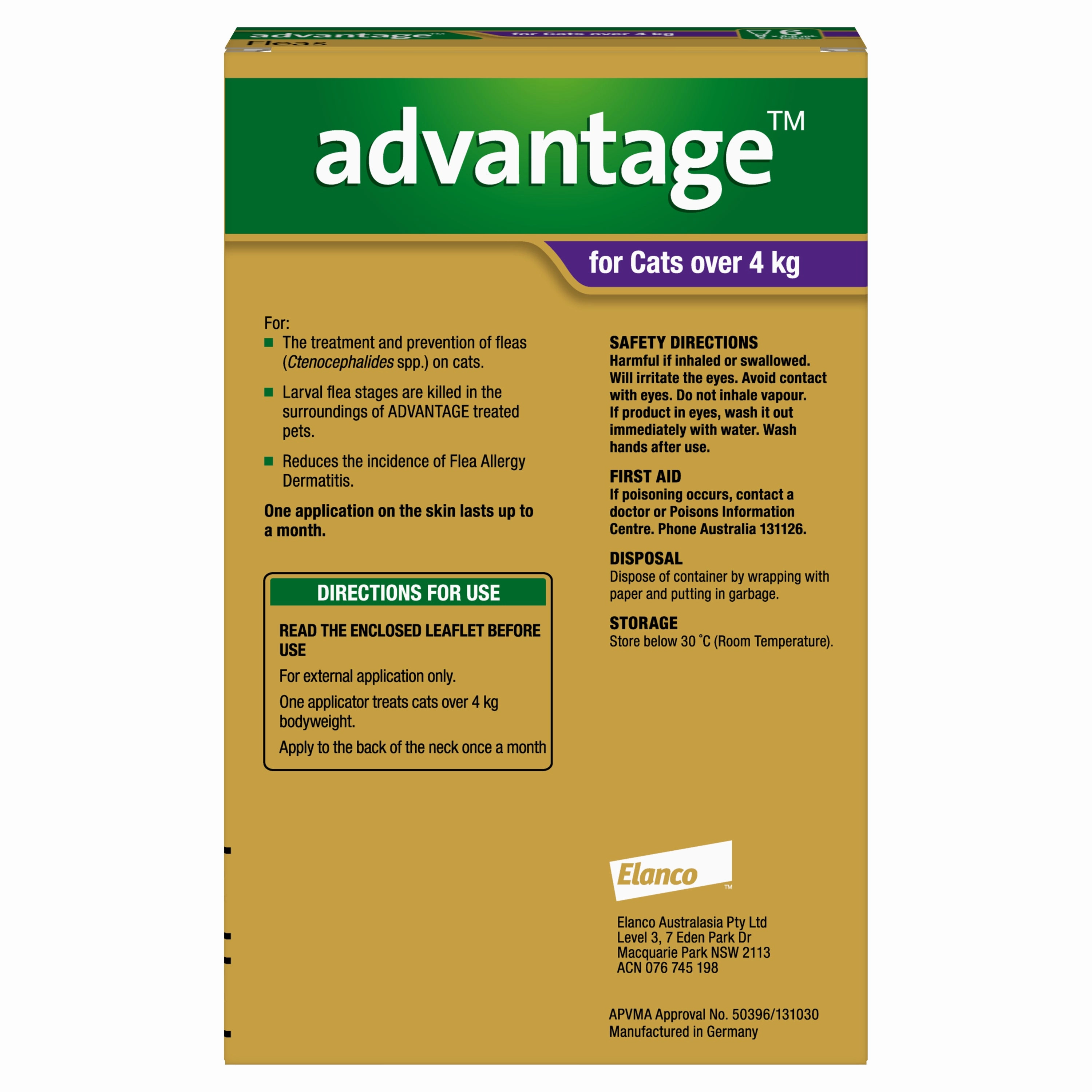 Advantage - Flea Treatment for Cats over 4kg (6pk)