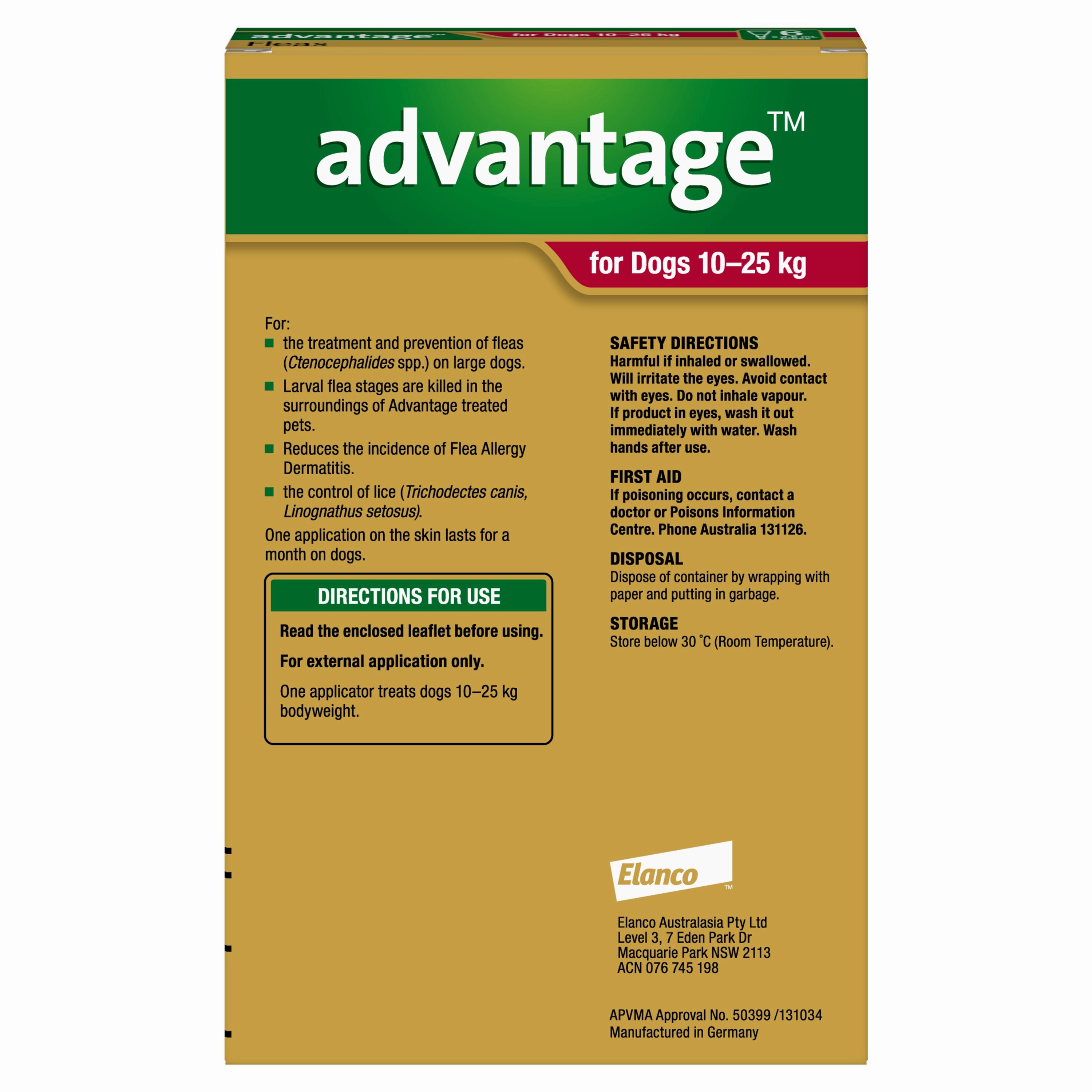 Advantage - Flea Treatment for Dogs 10-25kg (6pk)