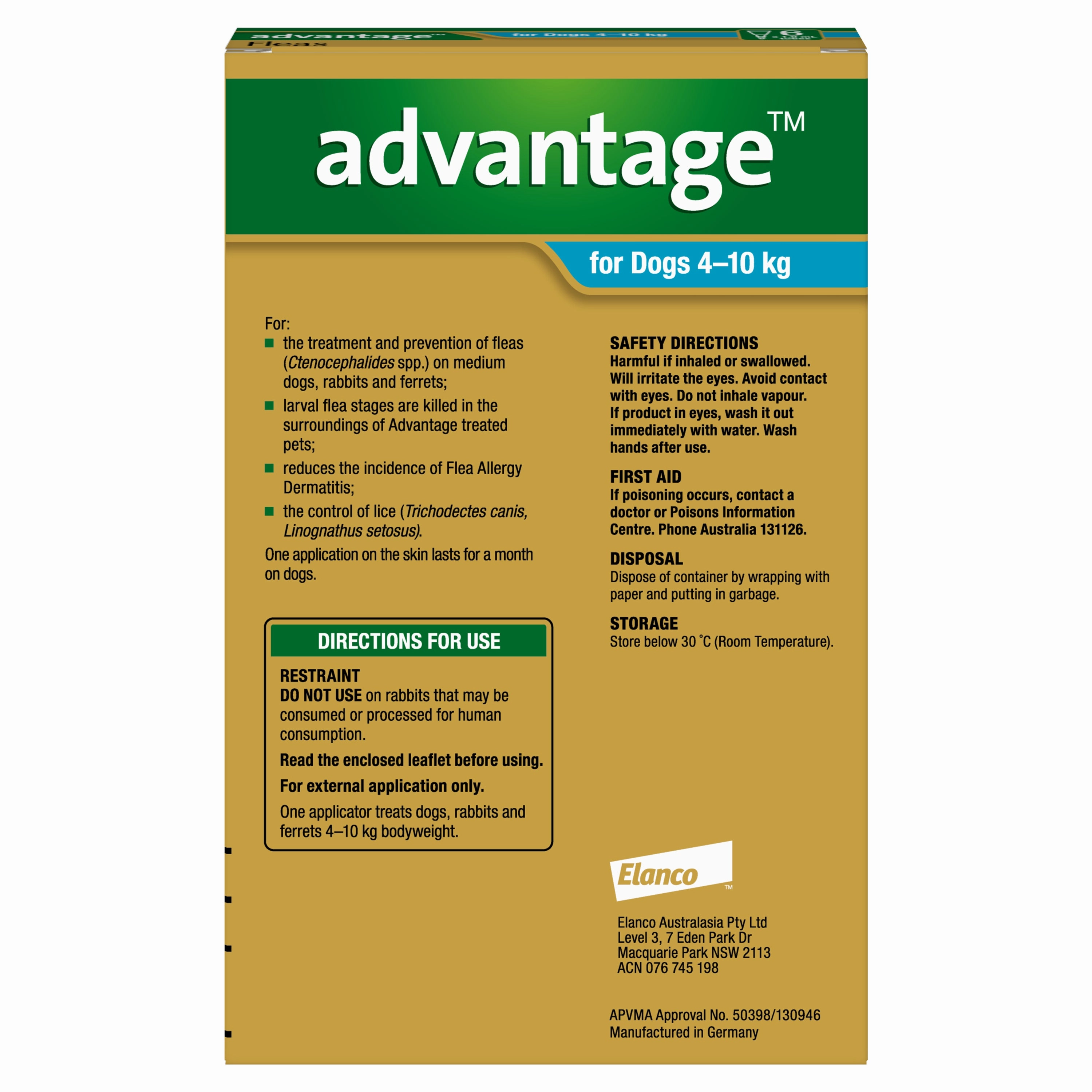Advantage - Flea Treatment for Dogs 4-10kg (6pk)