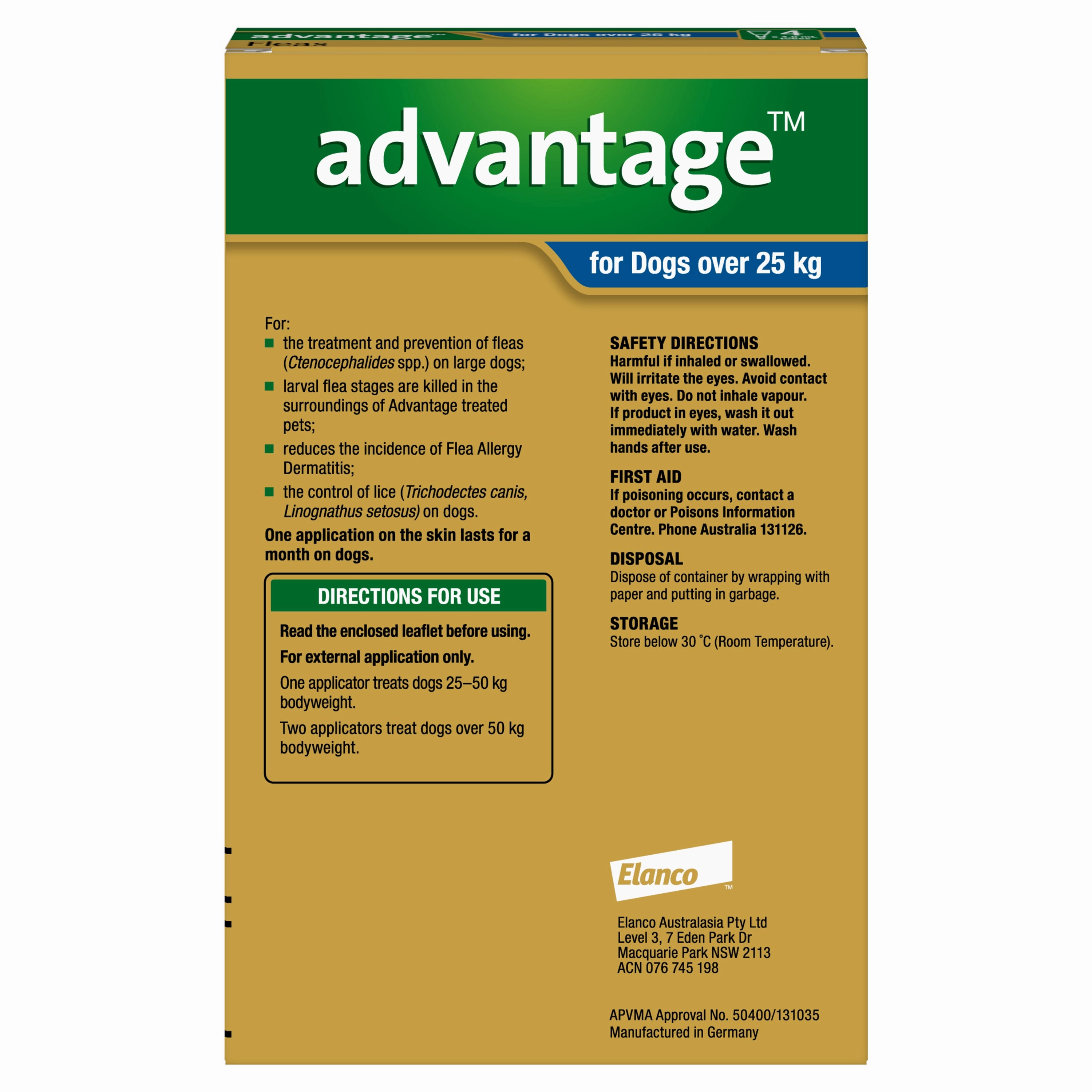 Advantage - Flea Treatment for Dogs over 25kg (4pk)