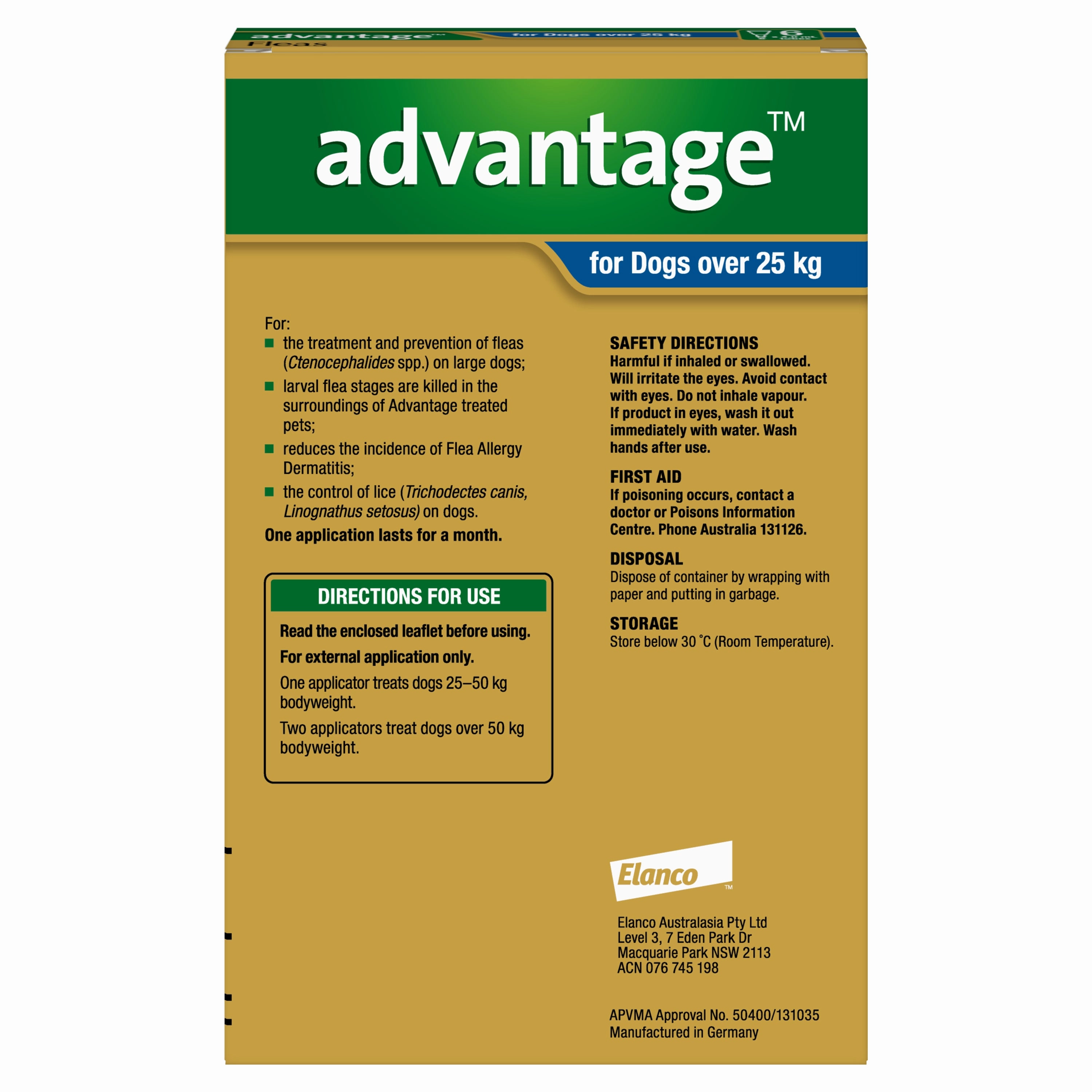 Advantage - Flea Treatment for Dogs over 25kg (6pk)