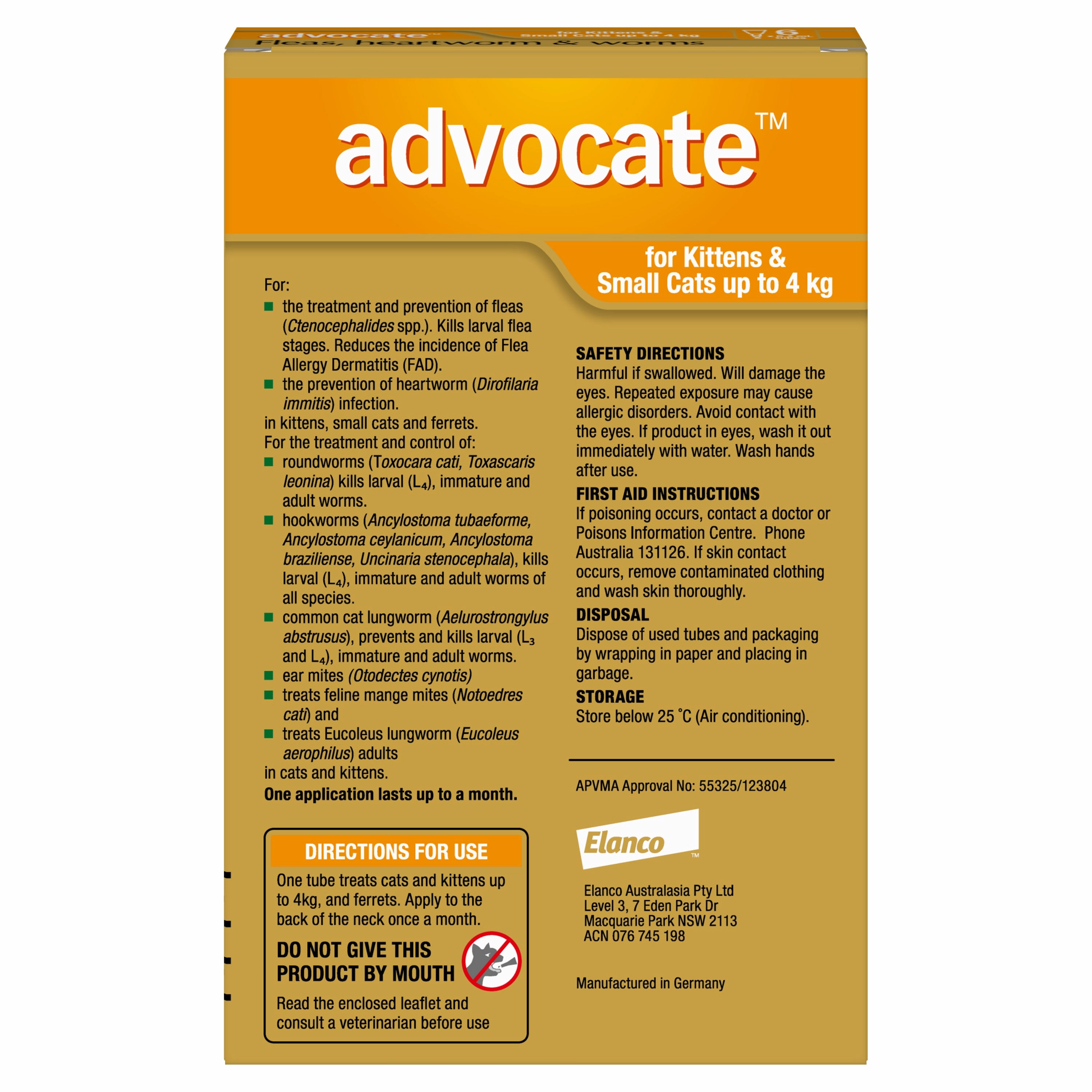 Advocate - Cat up to 4kg (6pk)
