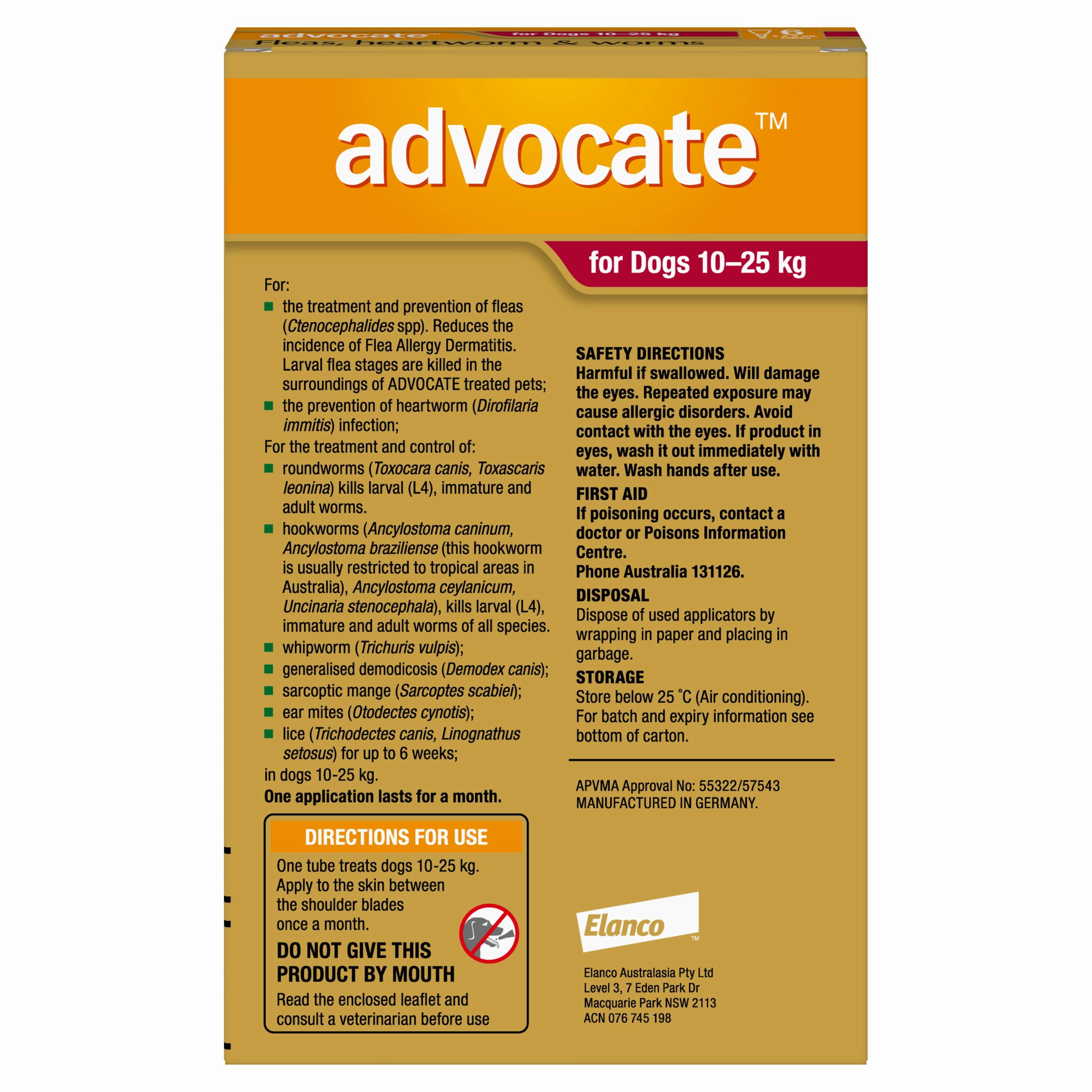 Advocate - Dog 10-25kg (6pk)