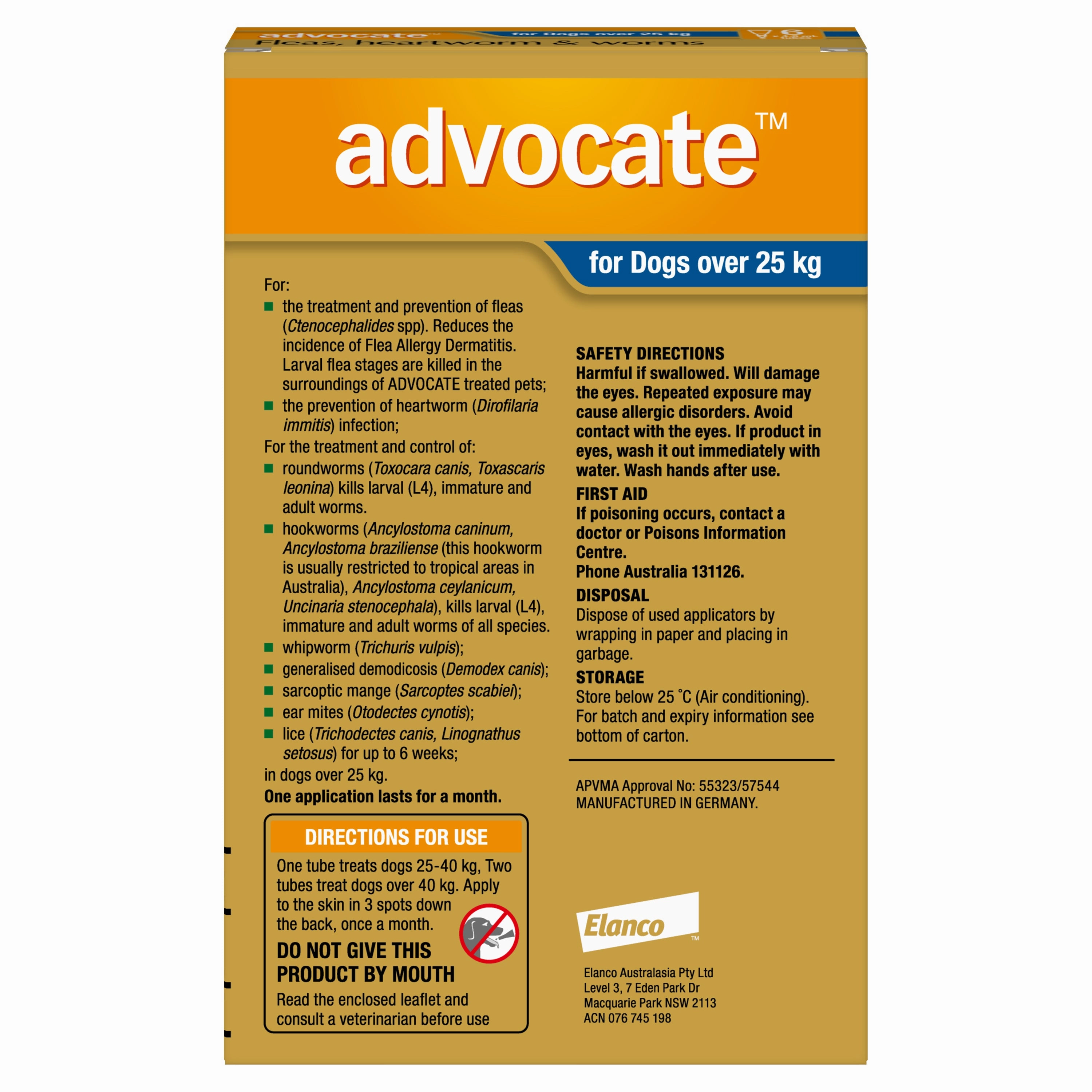 Advocate - Dog over 25kg (6pk)