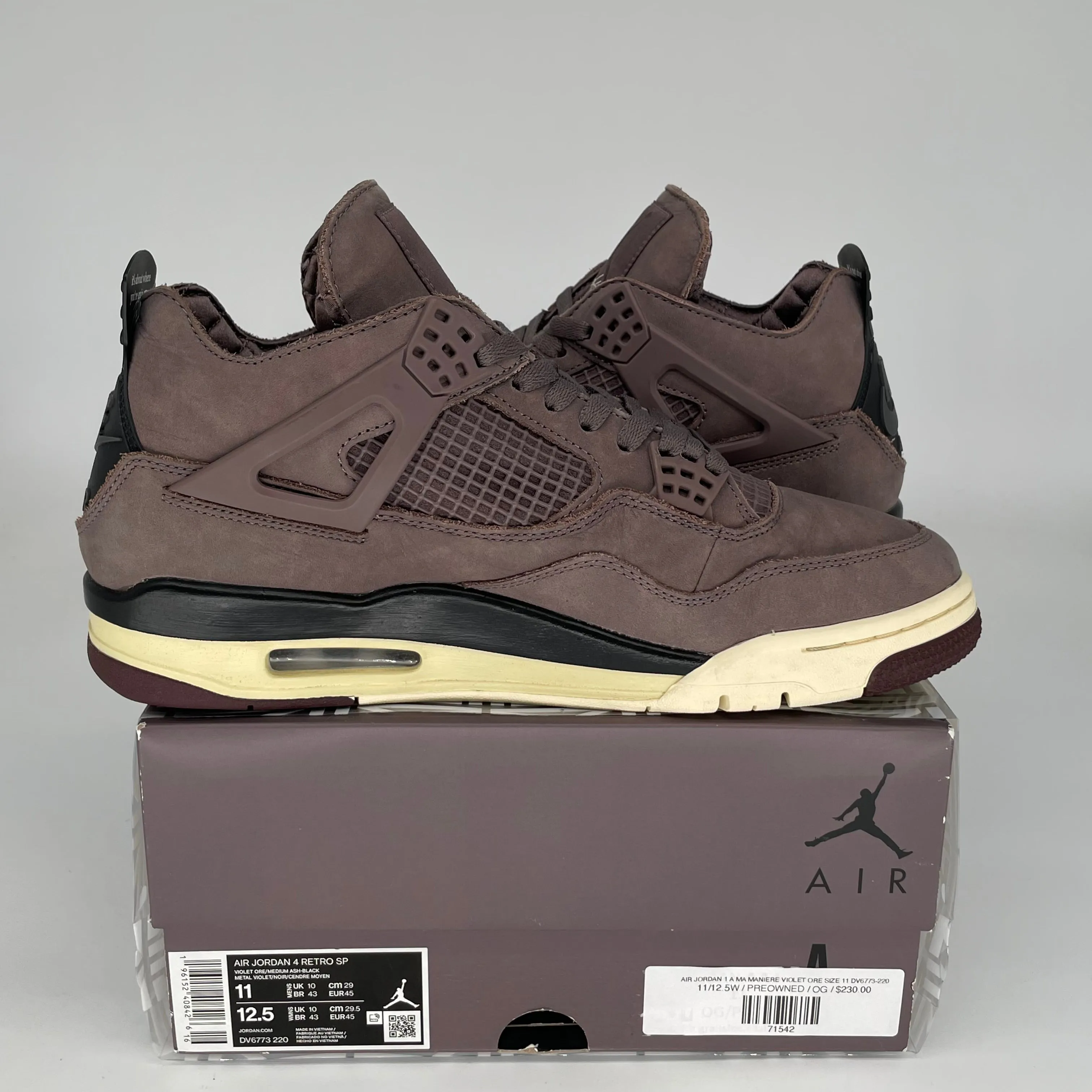 AIR JORDAN 4 A MA MANIERE VIOLET ORE SIZE 11 DV6773-220