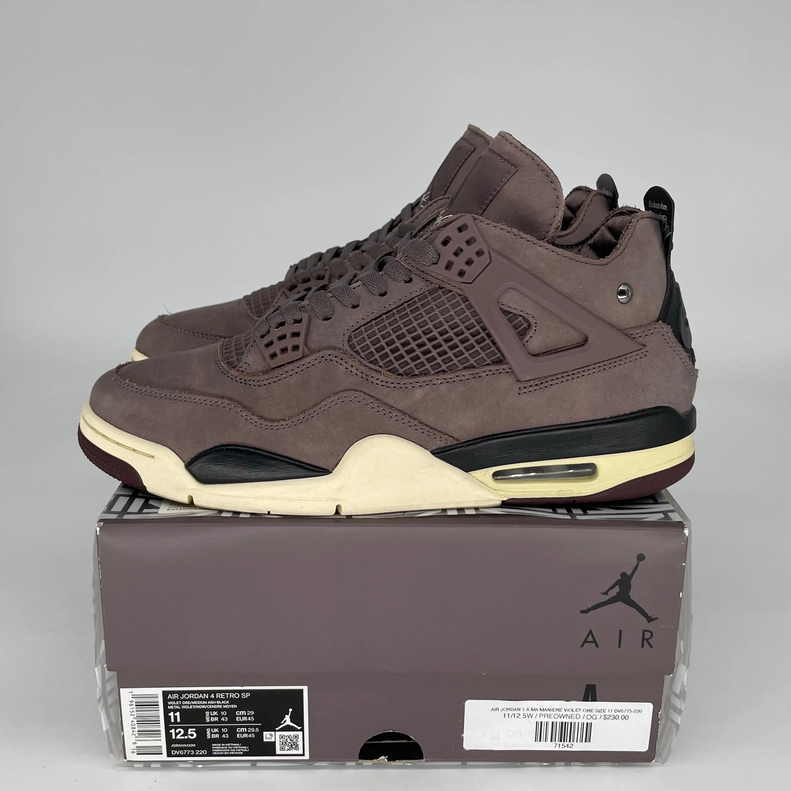 AIR JORDAN 4 A MA MANIERE VIOLET ORE SIZE 11 DV6773-220