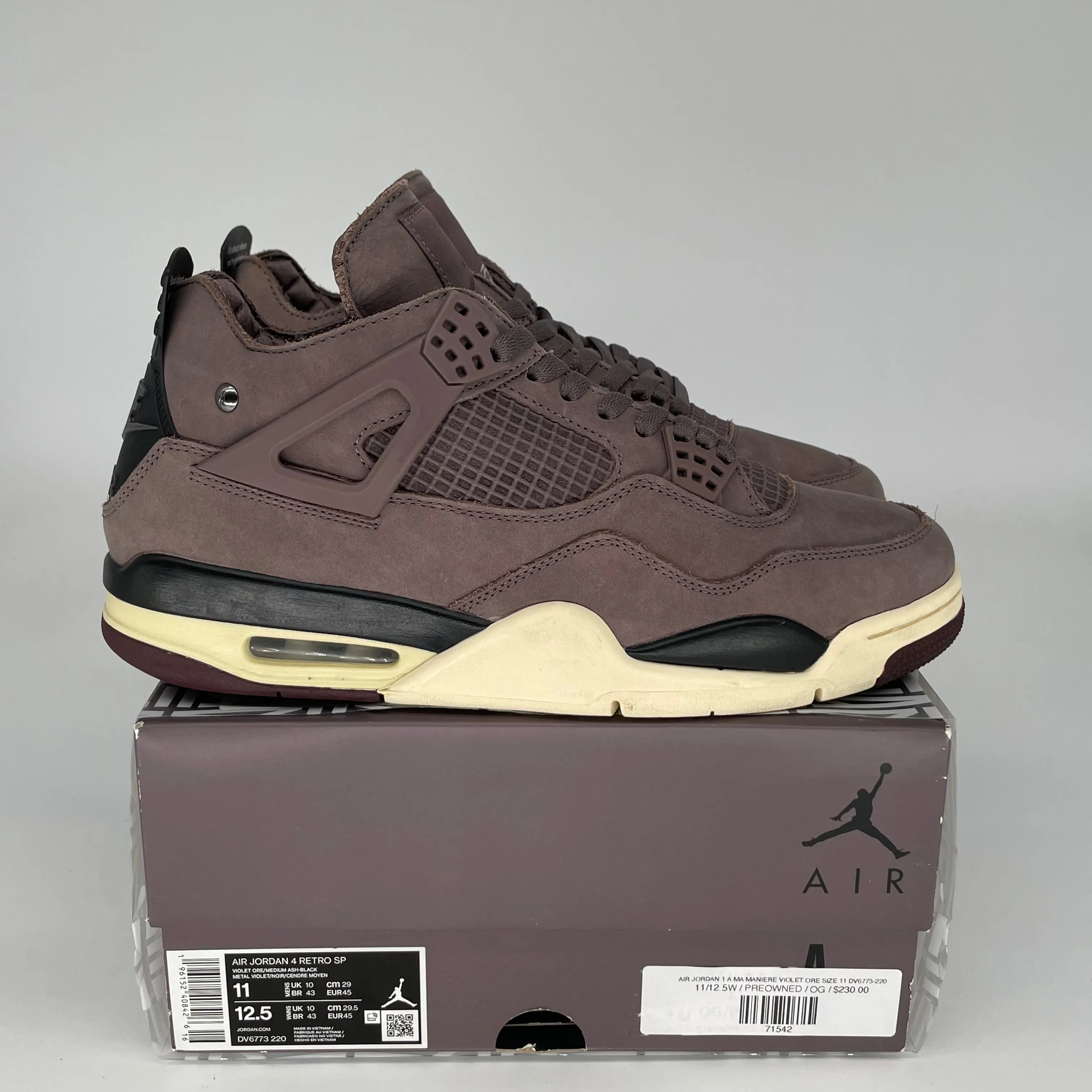 AIR JORDAN 4 A MA MANIERE VIOLET ORE SIZE 11 DV6773-220