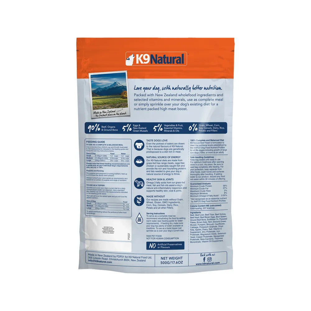 All Life Stages Freeze Dried Beef Feast Complete Dog Dry Food