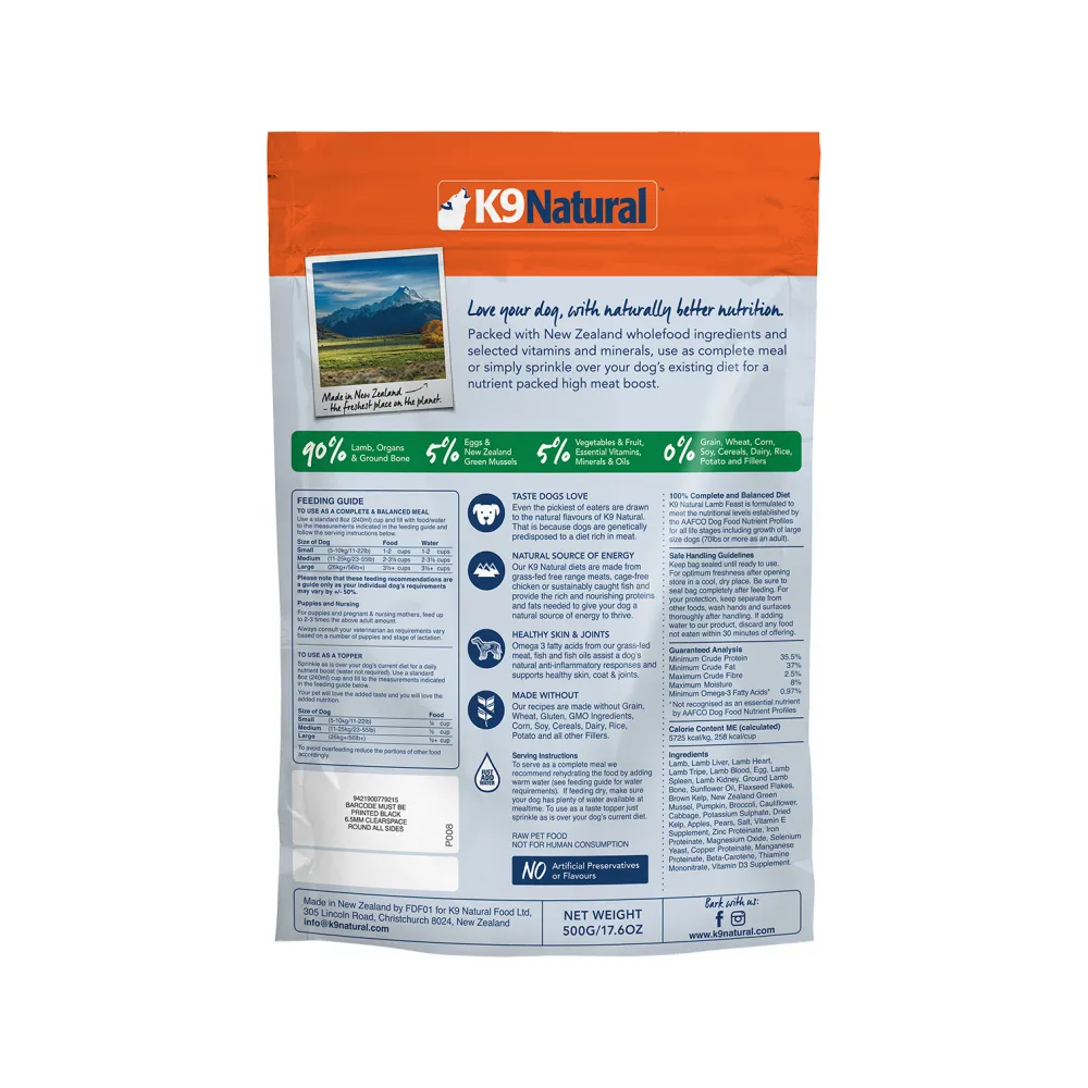All Life Stages Freeze Dried Lamb Feast Complete Dog Dry Food
