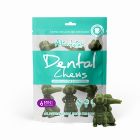 Altimate Pet Dog Dental Chews Infused with Mint & Chlorophyll - Mint Crocodile 6pcs