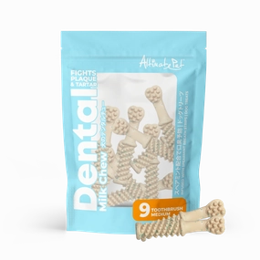 Altimate Pet Dog Dental Chews Infused with Spearmint Breath Strips - Milk Toothbrush Medium 9pcs