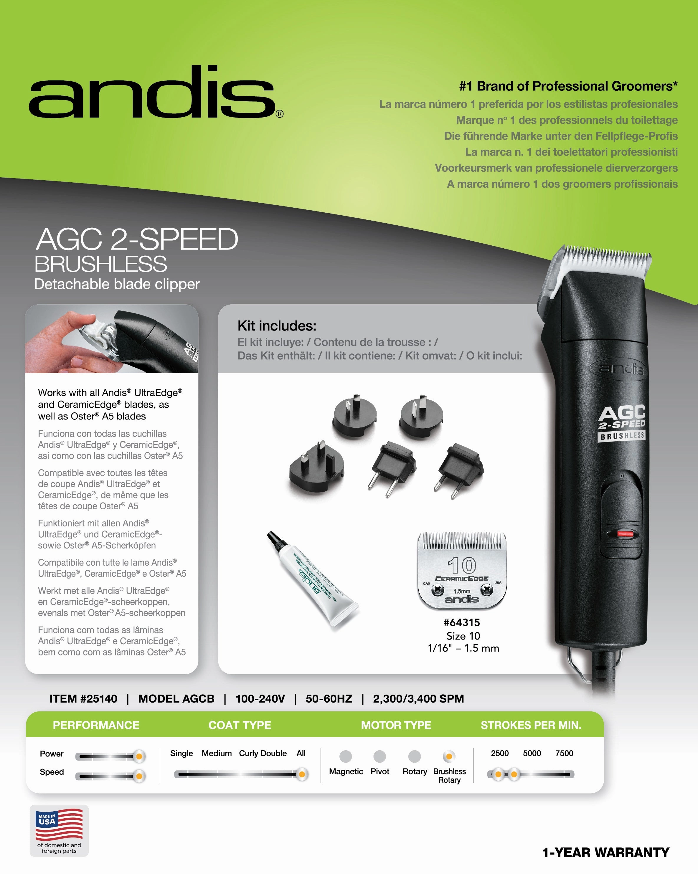 Andis - AGCB 2-Speed Brushless Clipper