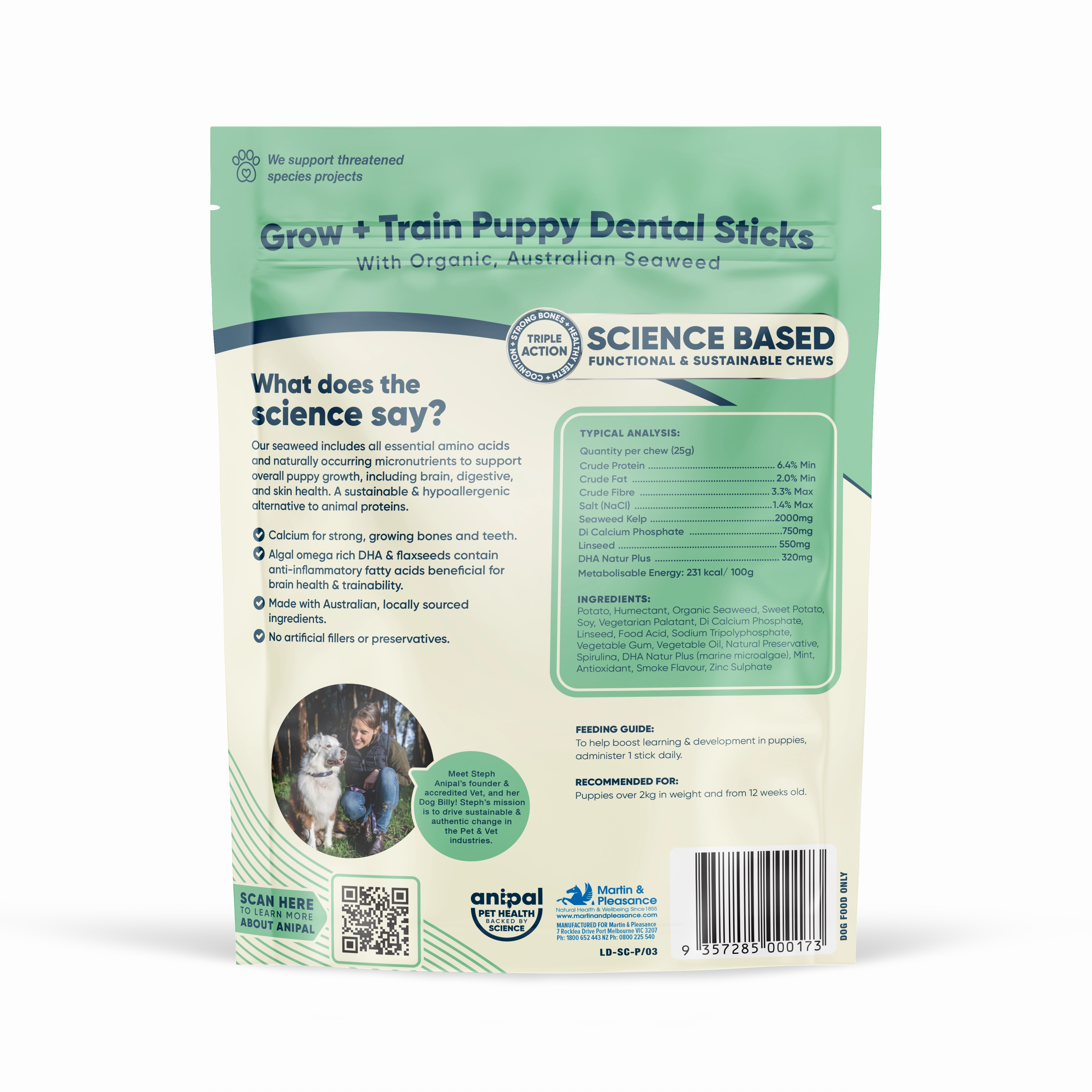 Anipal Grow and Train Puppy Dental Sticks 160g