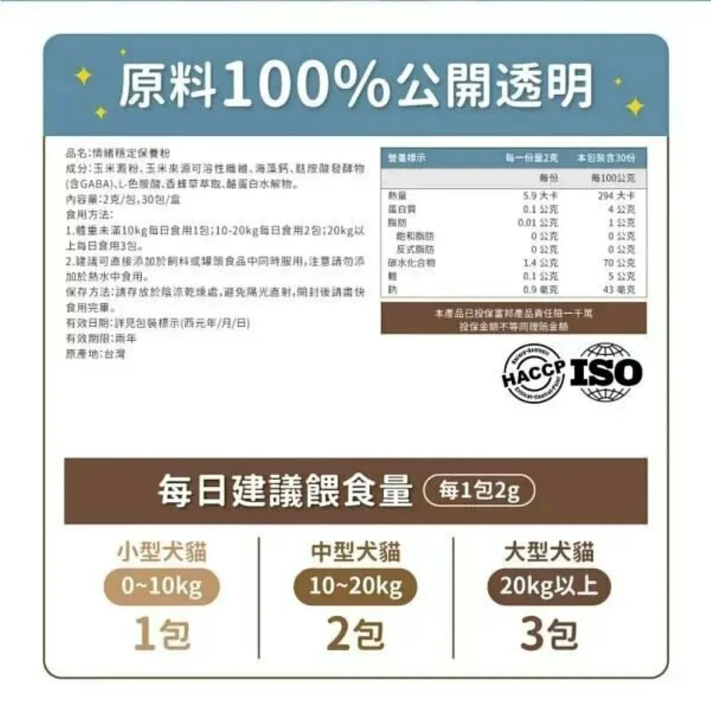 Anxiety & Stress Relief Powder Supplement for Dogs & Cats