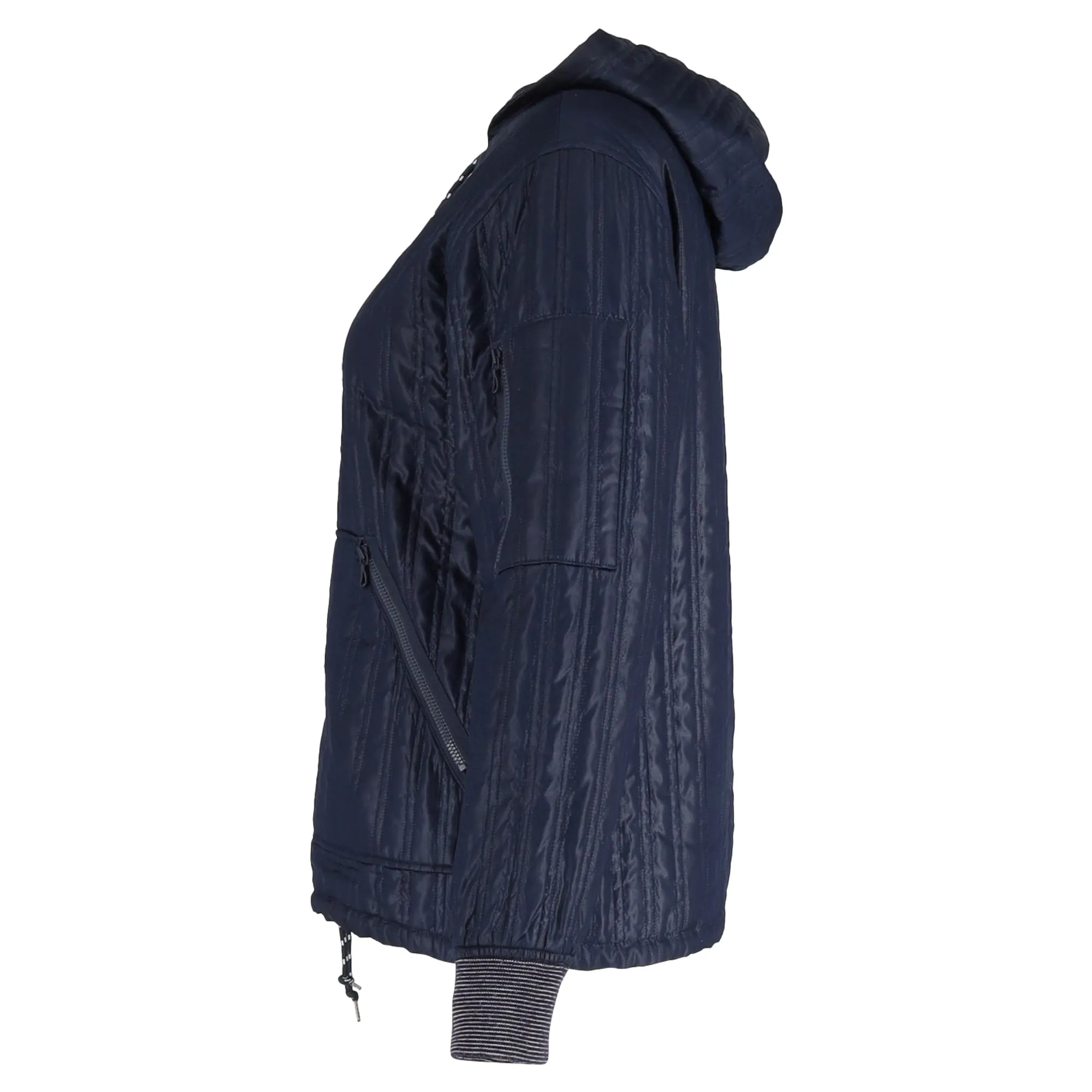 A.P.C. Quilted Zipped Jacket in Navy Blue Polyester