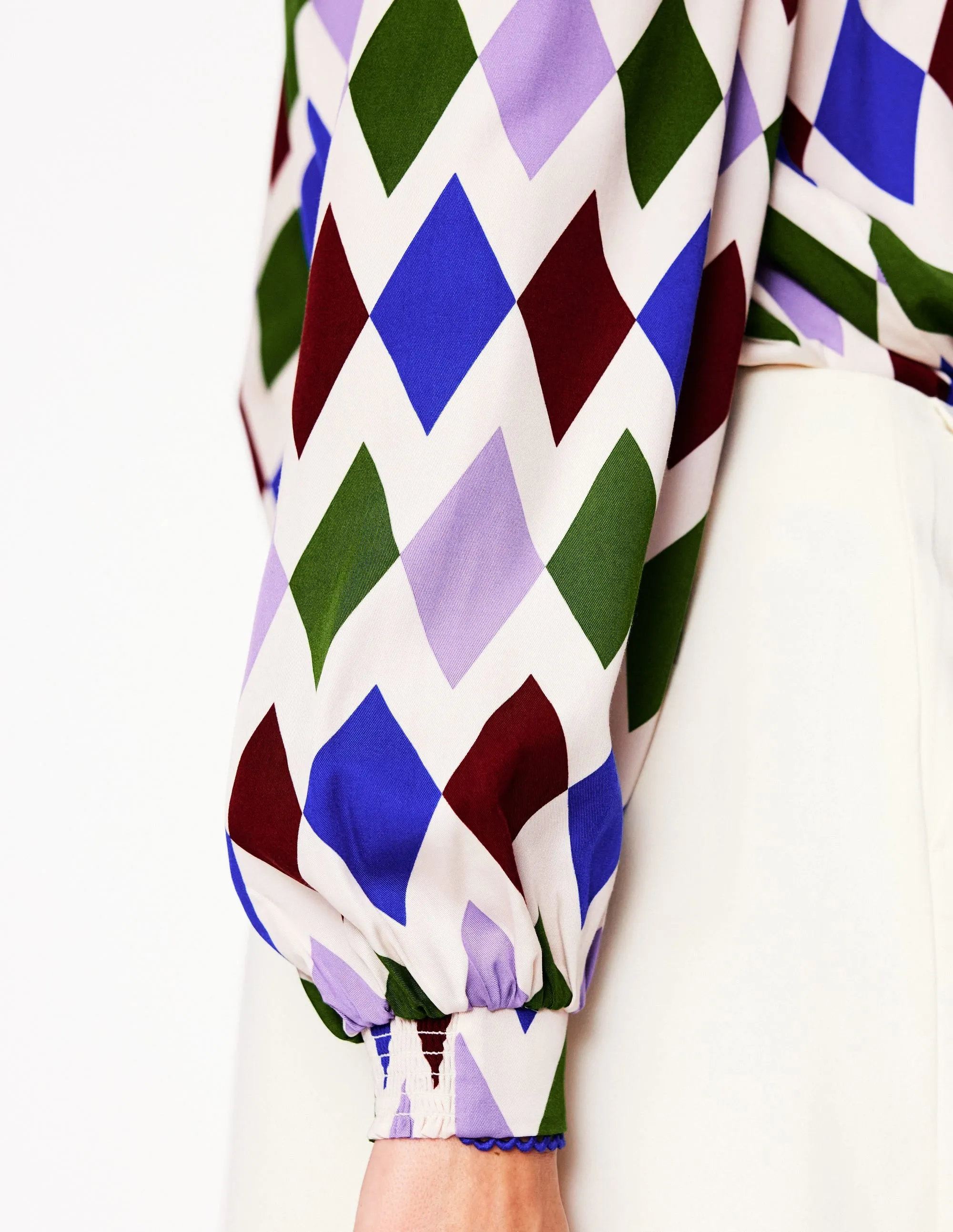 Ara Long Sleeve Top-Multi, Diamond Stripe