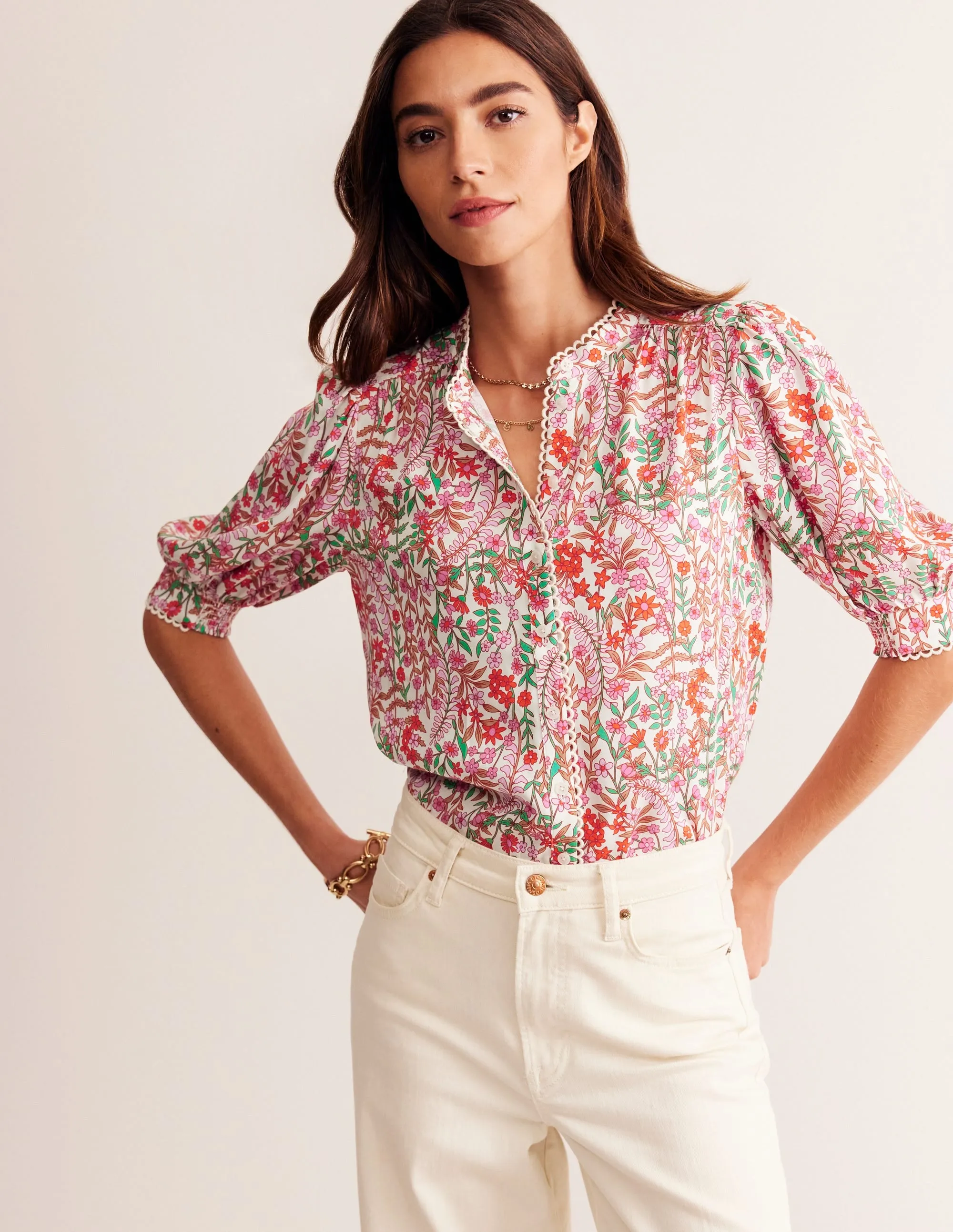 Ara Short Sleeve Top-Multi, Foliage Bud