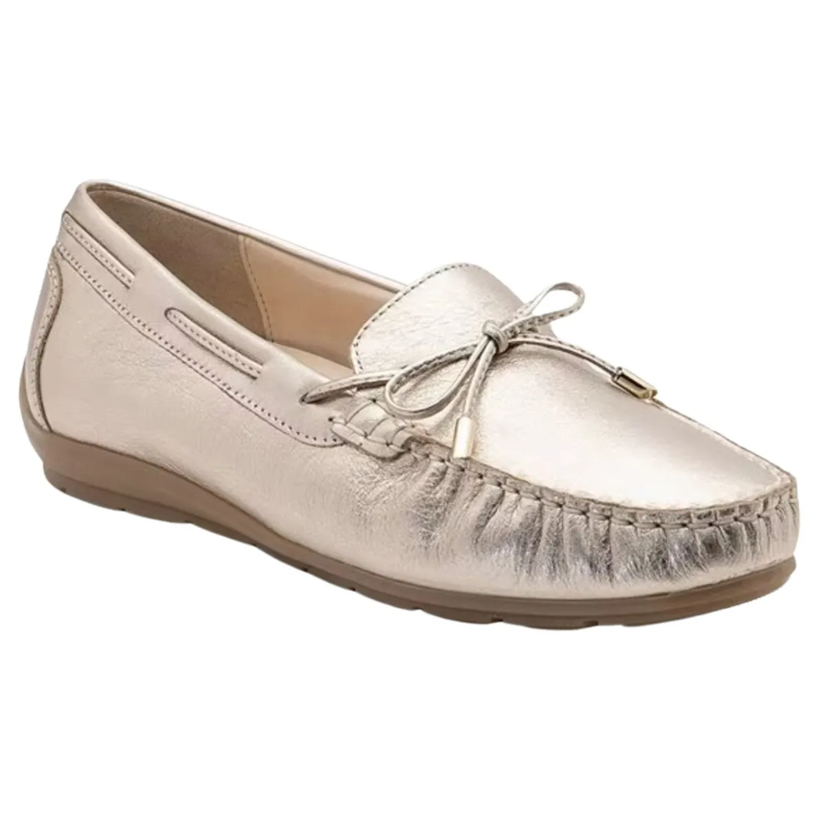 Ara Women's Amarillo Driving Moccasin Platinum Metallic Leather Ara Shoes