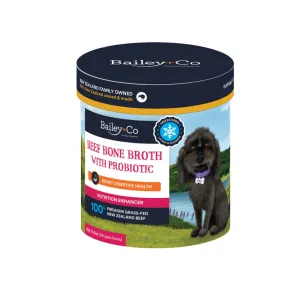 Bailey Co Dog Freeze-Dried Nutrition Enhancer Boost Digestive Health Beef Bone Broth With Probiotic 65g