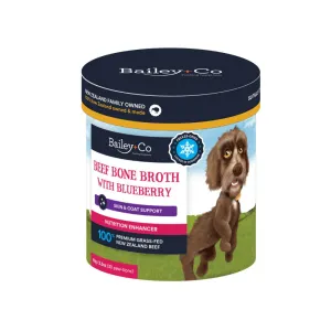 Bailey Co Dog Freeze-Dried Nutrition Enhancer Skin & Coat Support Beef Bone Broth With Blueberry 65g