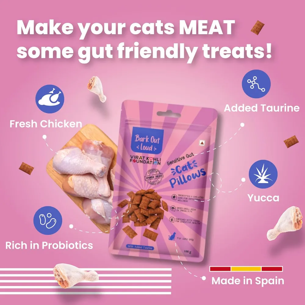 Bark Out Loud by Vivaldis Pillows for Sensitive Gut & Hairball Control Cat Treats Combo