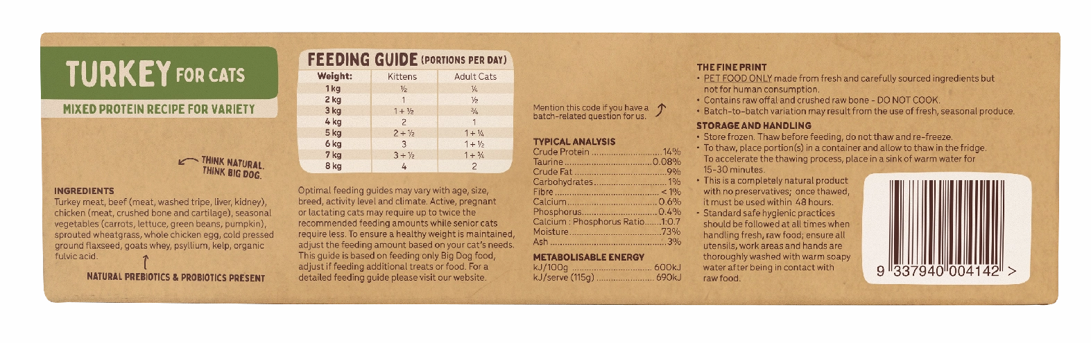 Big Dog - Turkey for Cats (1.38kg)