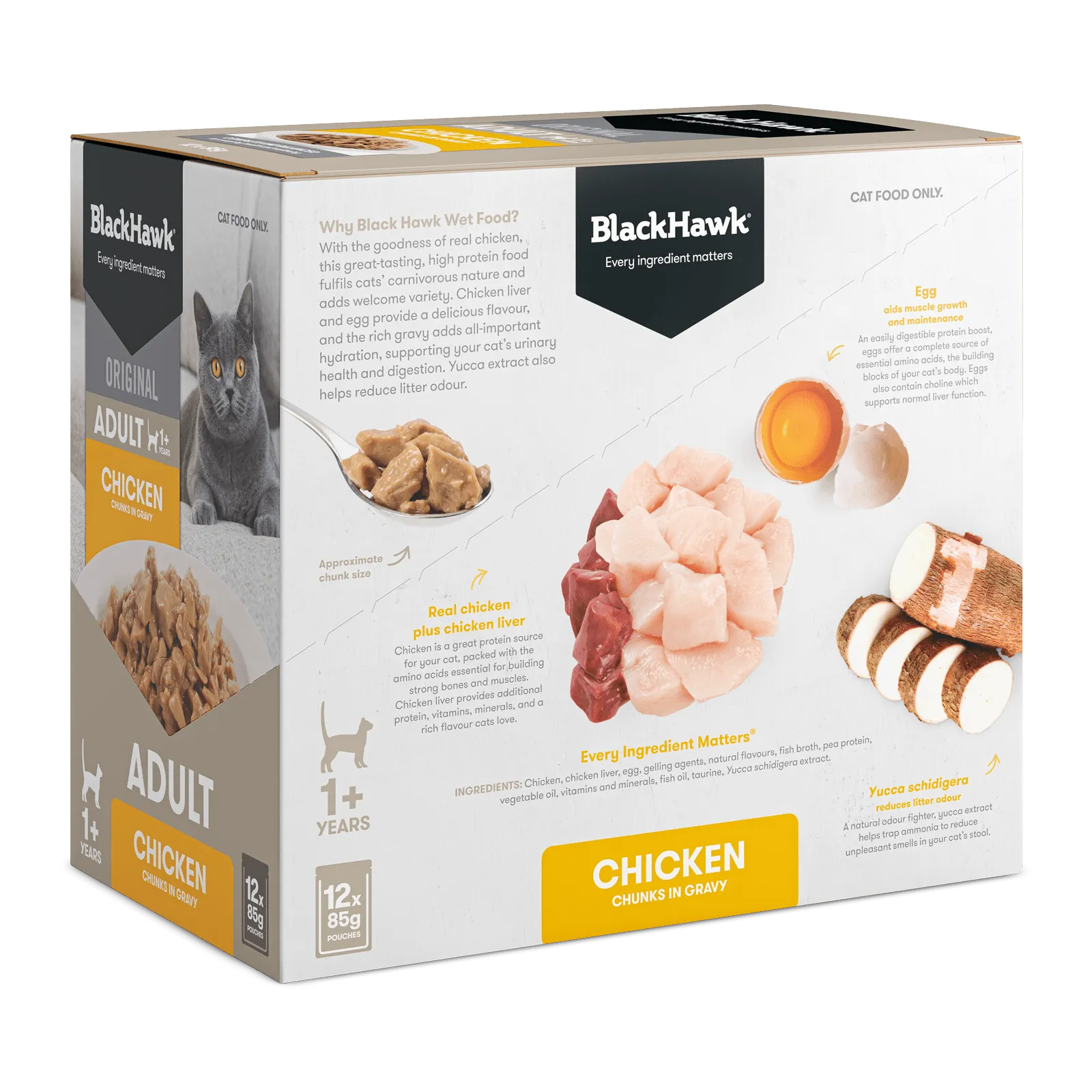 Black Hawk Original Cat Food Pouch Adult Chicken in Gravy