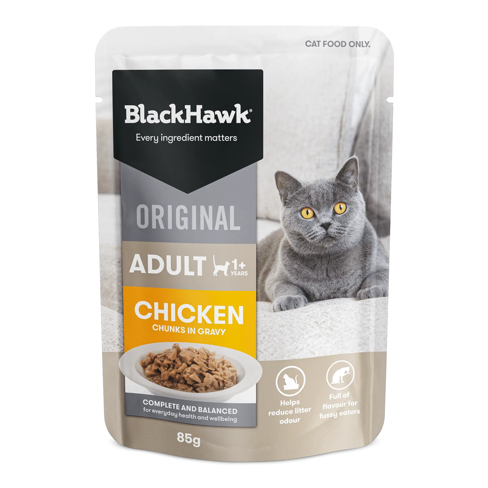 Black Hawk Original Cat Food Pouch Adult Chicken in Gravy